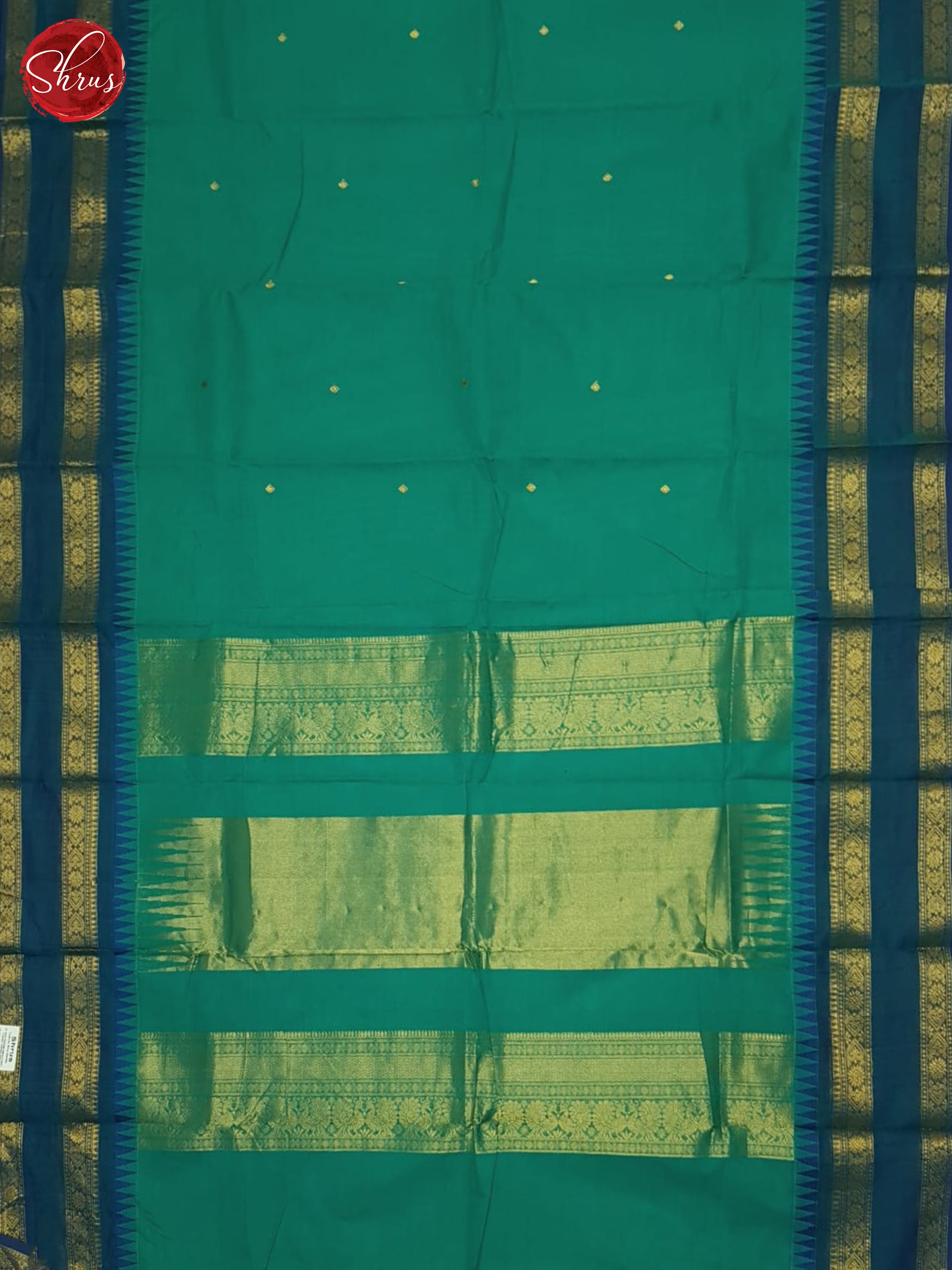 Green & Blue- Kanchi Cotton Saree - Shop on ShrusEternity.com