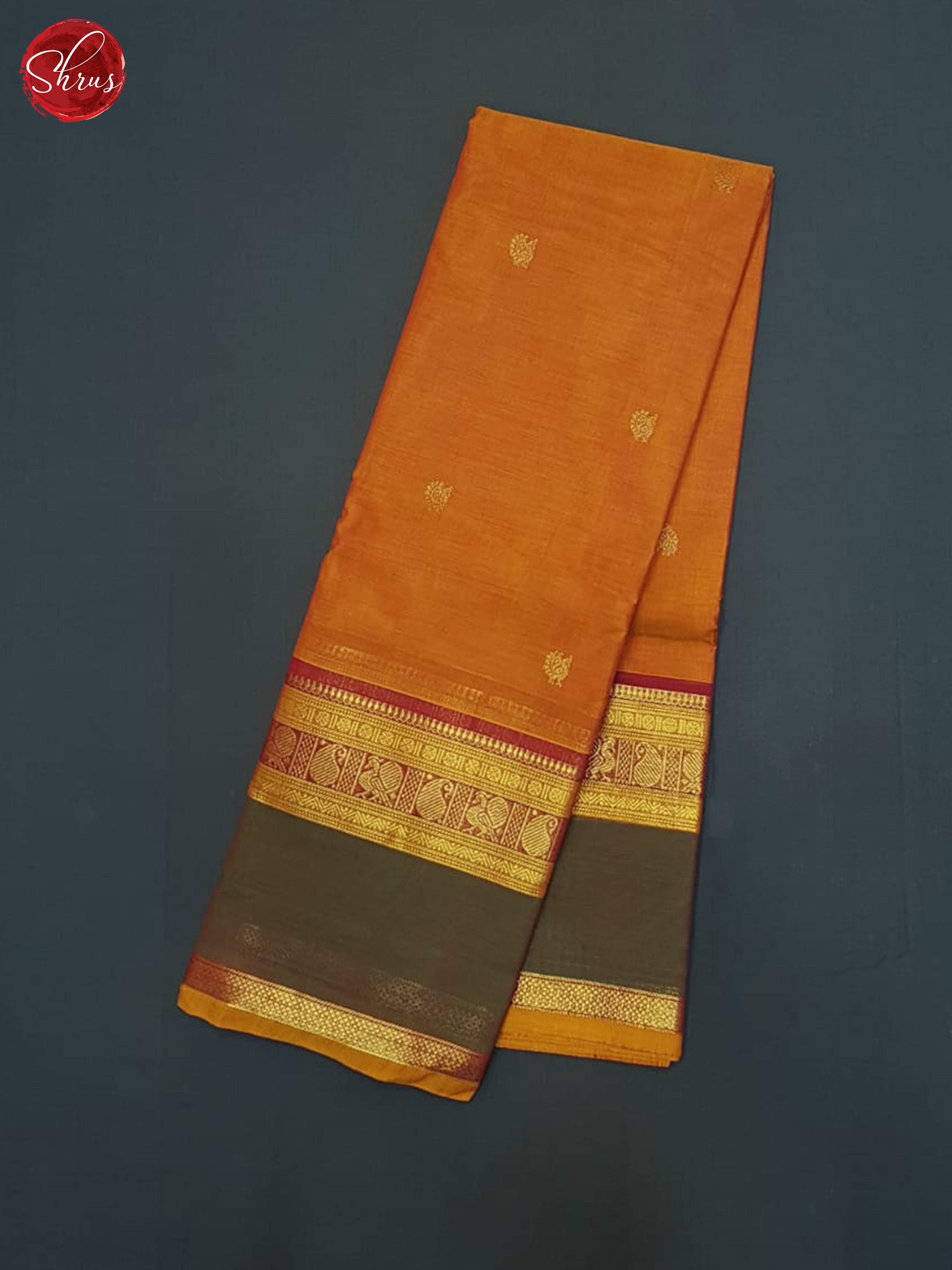 Orange & Green - Kanchi Cotton Saree - Shop on ShrusEternity.com