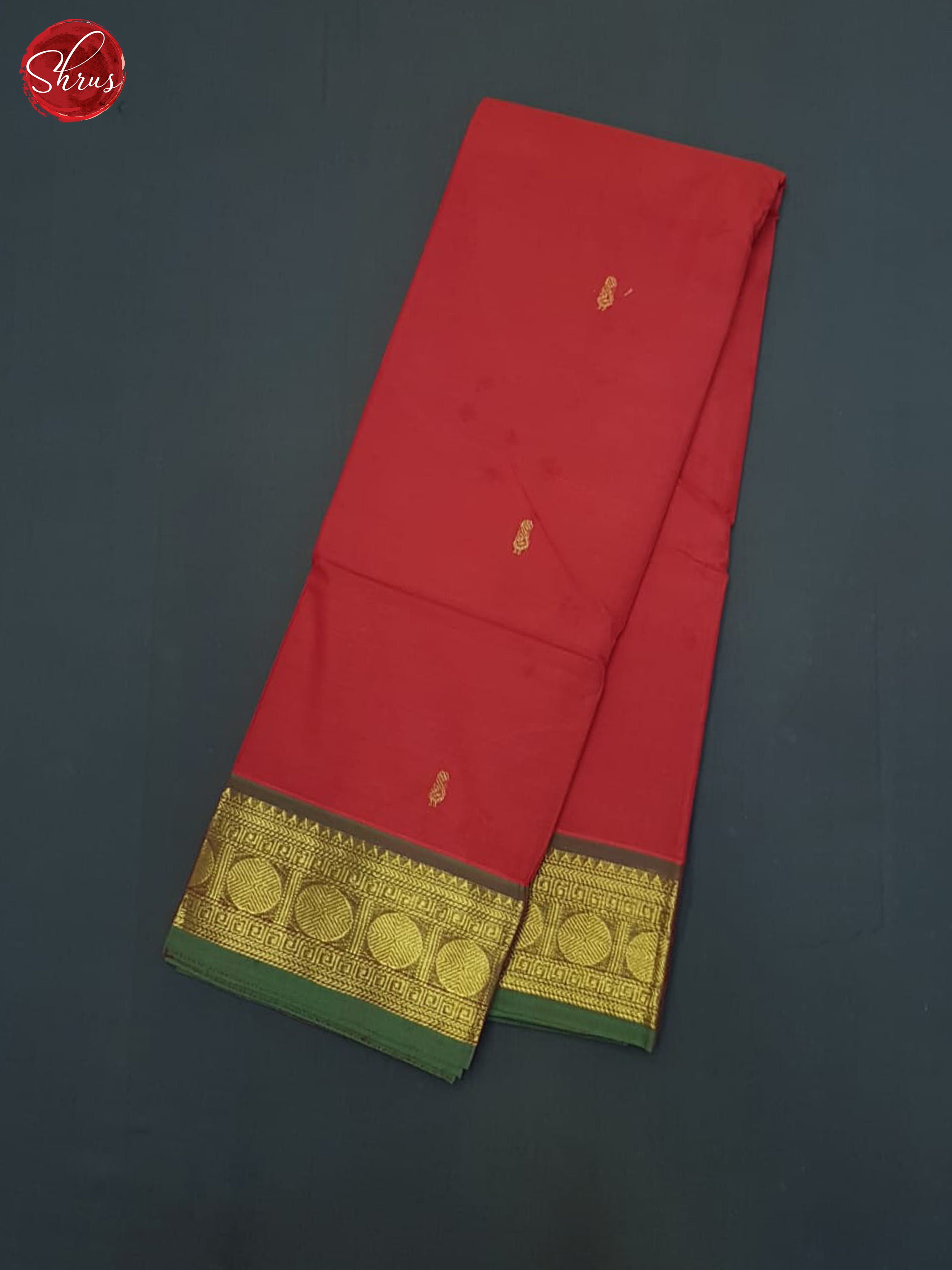 REd & Green - Kanchi Cotton Saree - Shop on ShrusEternity.com