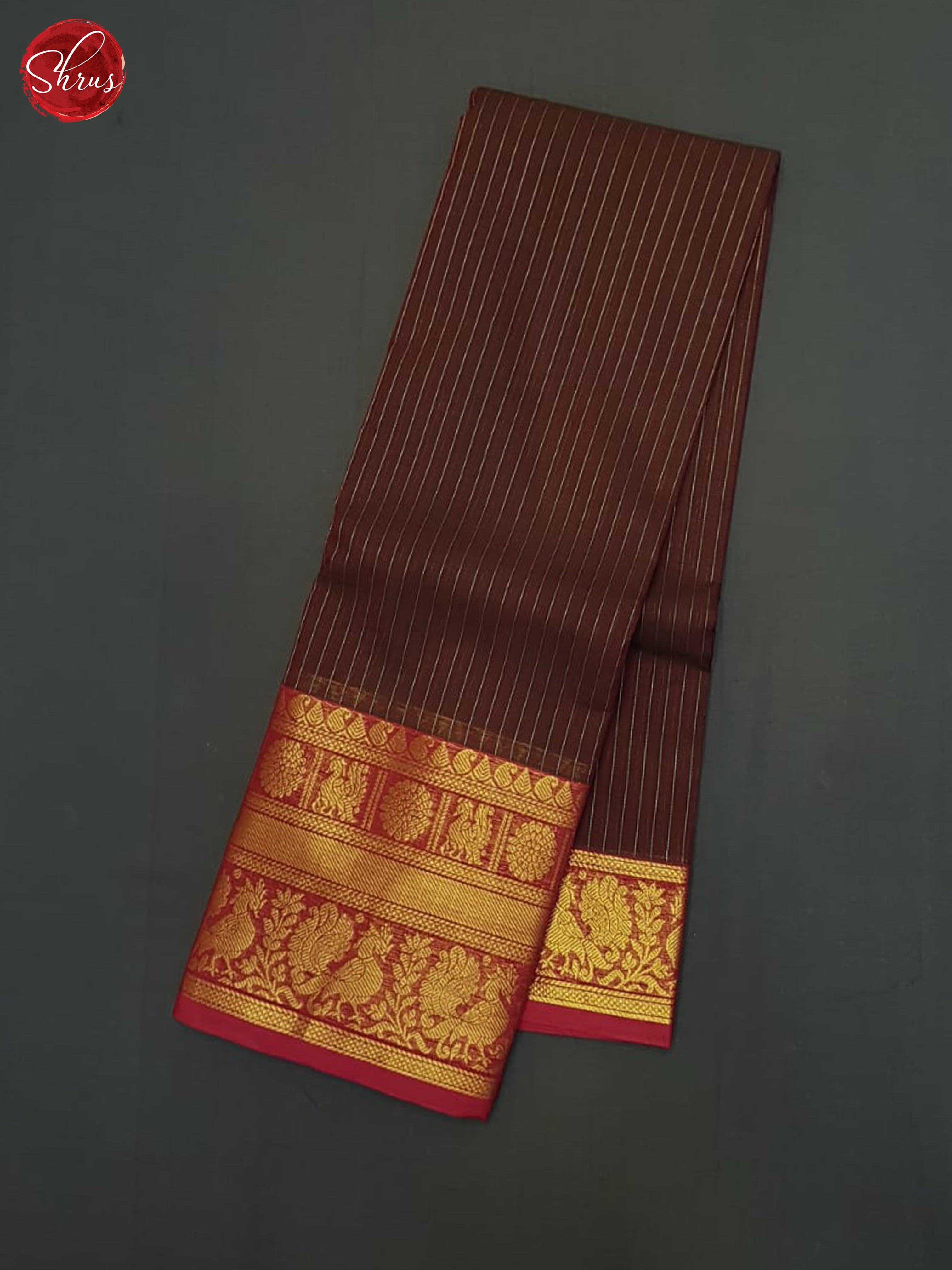 Brown & Red - Kanchi Cotton Saree - Shop on ShrusEternity.com