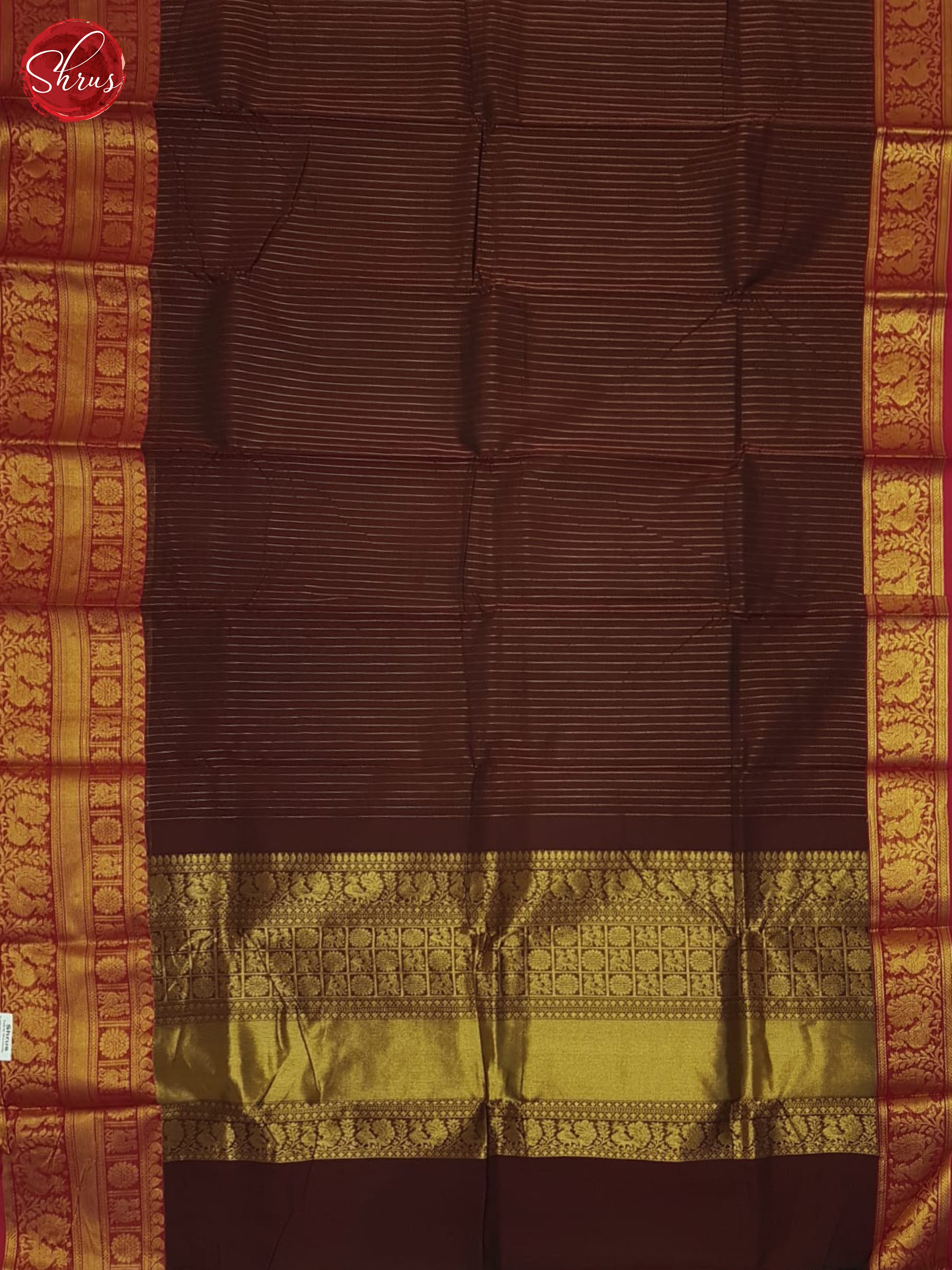 Brown & Red - Kanchi Cotton Saree - Shop on ShrusEternity.com