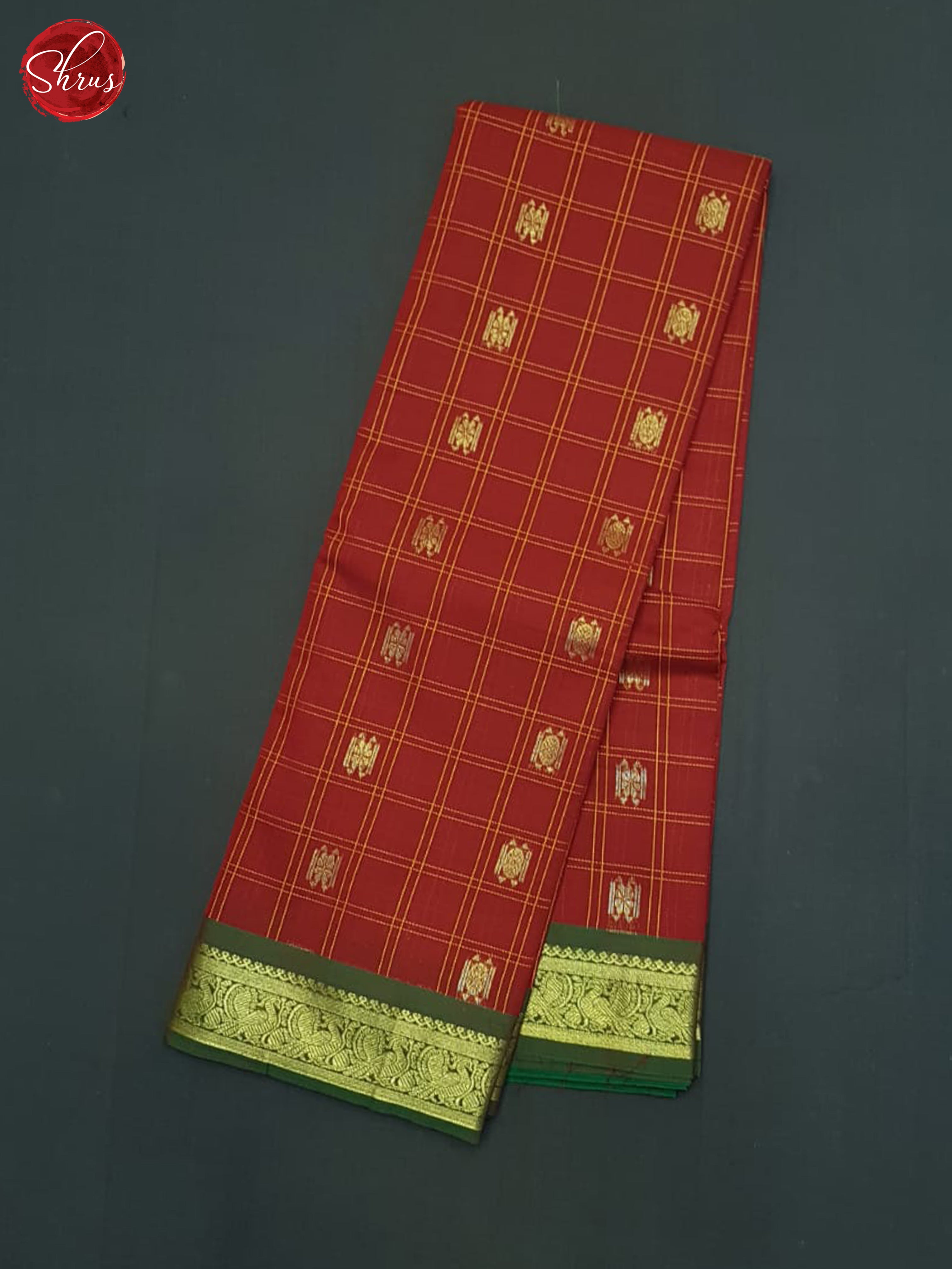 Red & Green - Kanchi Cotton Saree - Shop on ShrusEternity.com