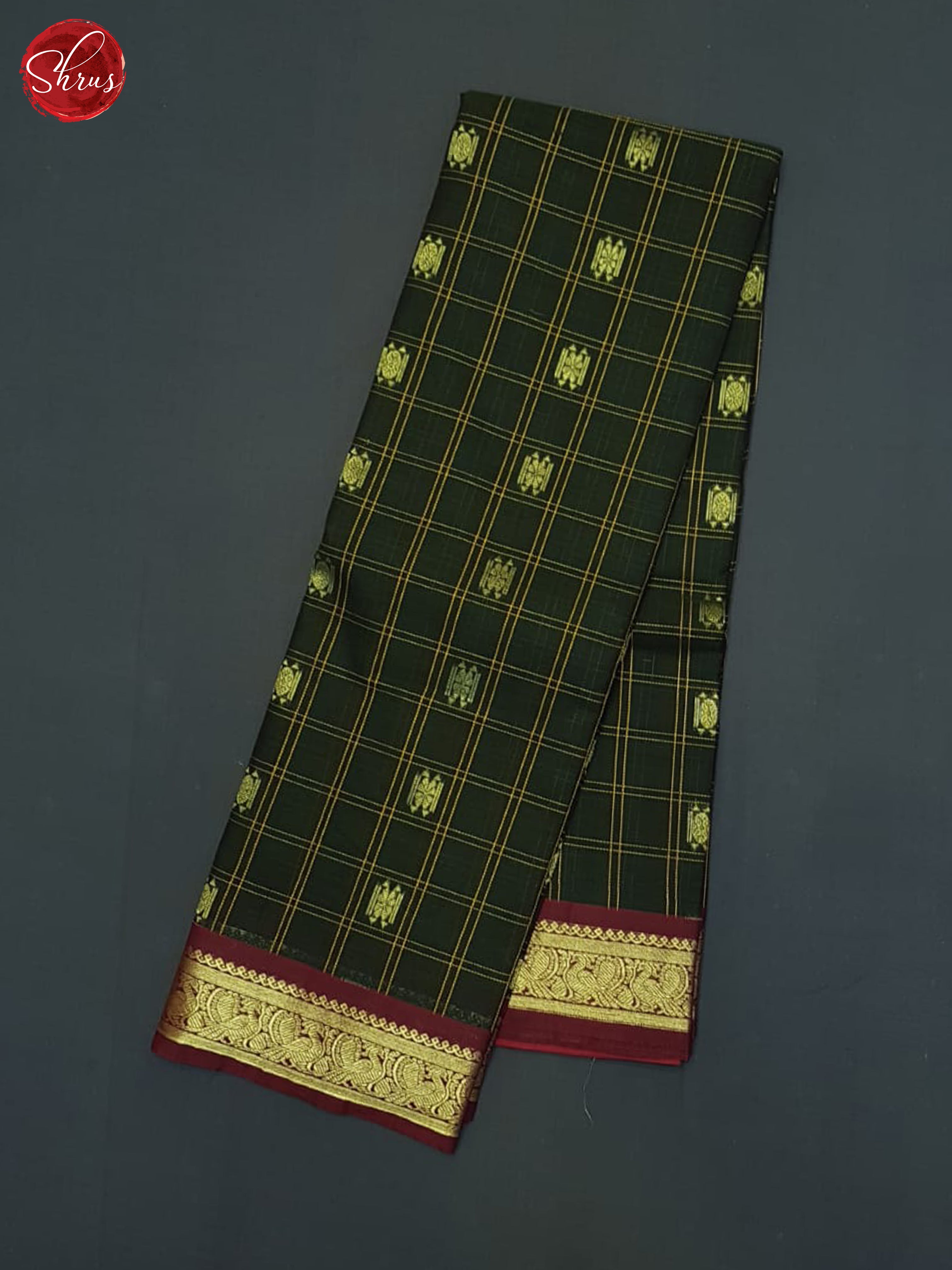 Green & arakku MAroon - Kanchi Cotton Saree - Shop on ShrusEternity.com