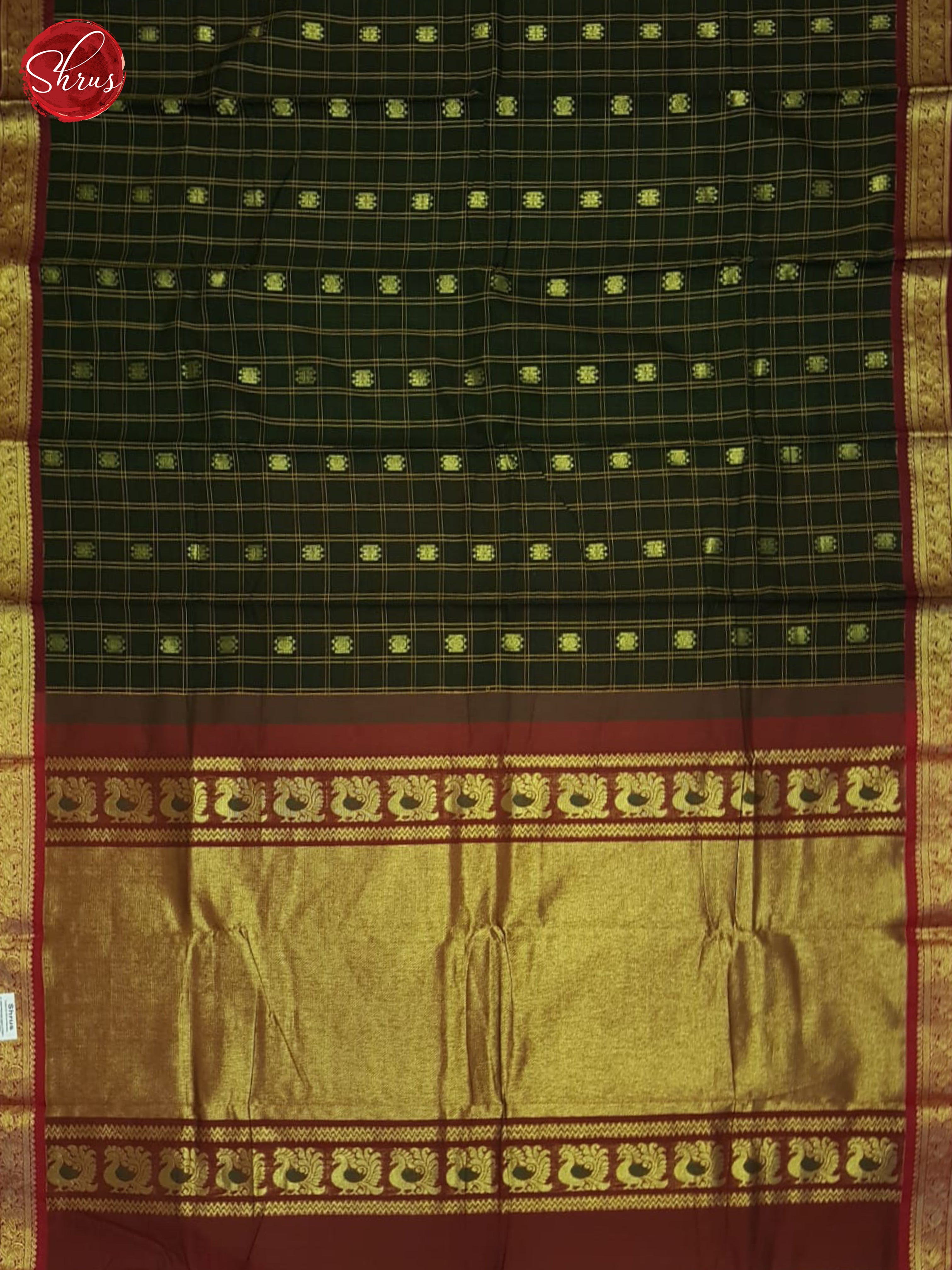 Green & arakku MAroon - Kanchi Cotton Saree - Shop on ShrusEternity.com