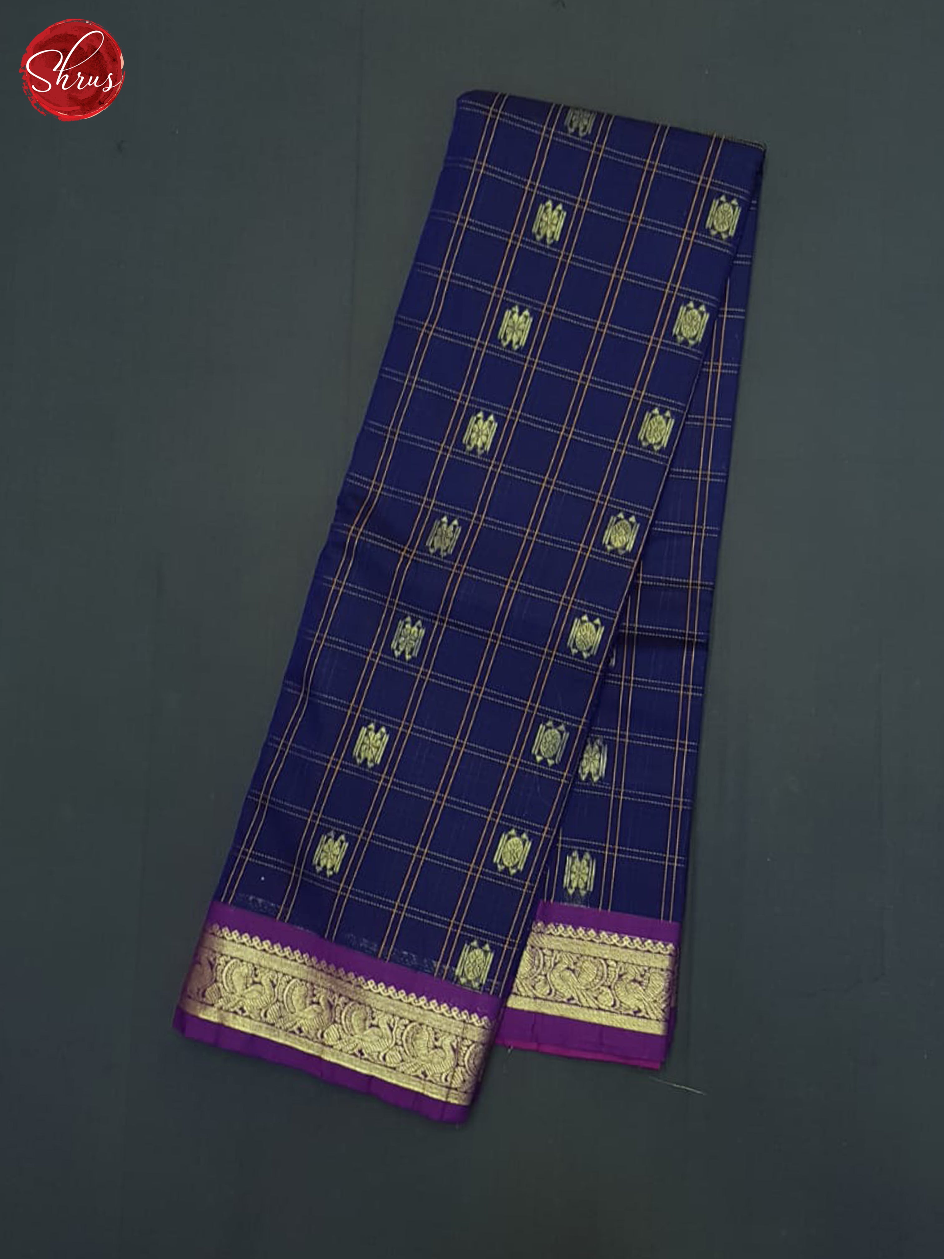 Blue & Purple - Kanchi Cotton Saree - Shop on ShrusEternity.com