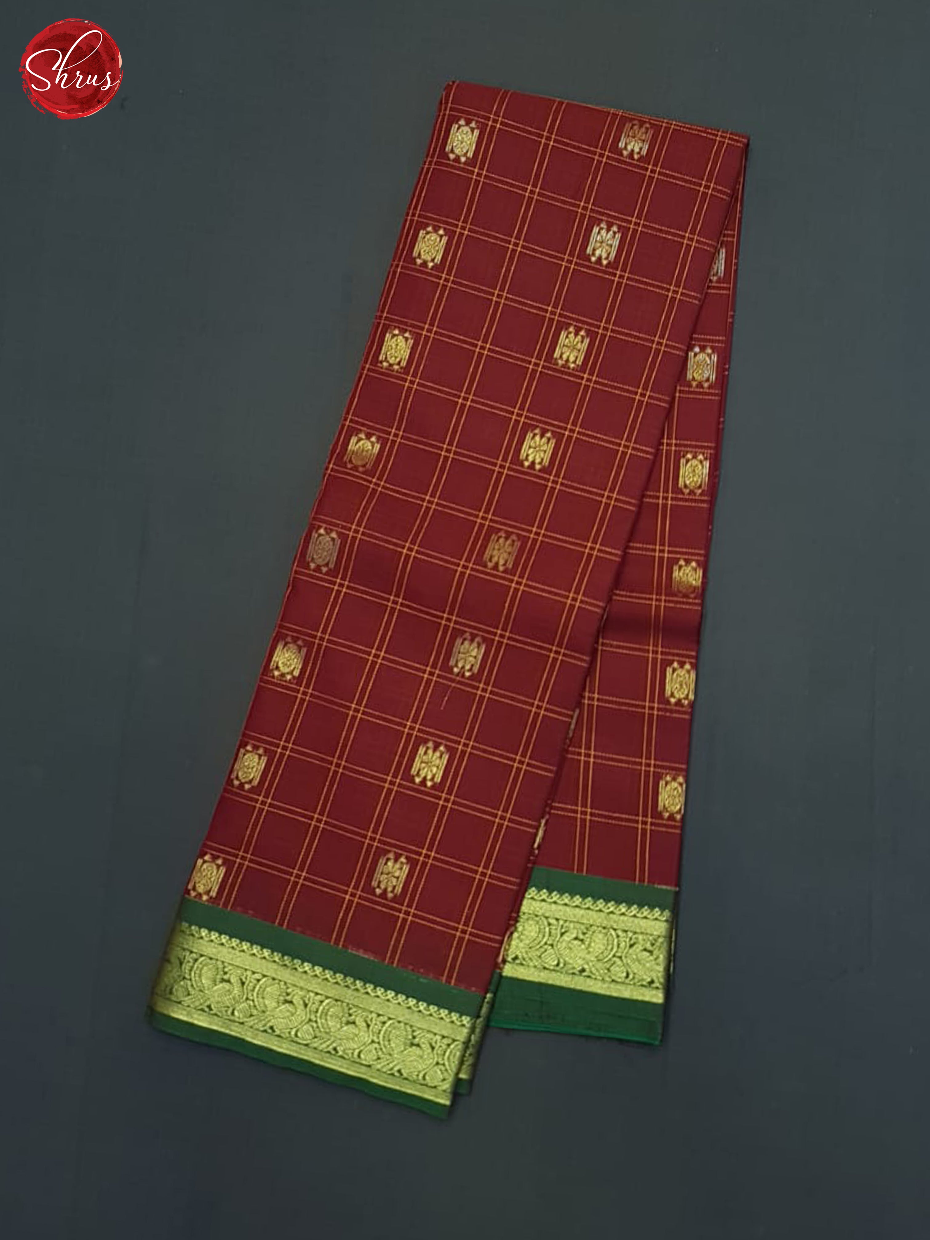 Red & Green - Kanchi Cotton Saree - Shop on ShrusEternity.com