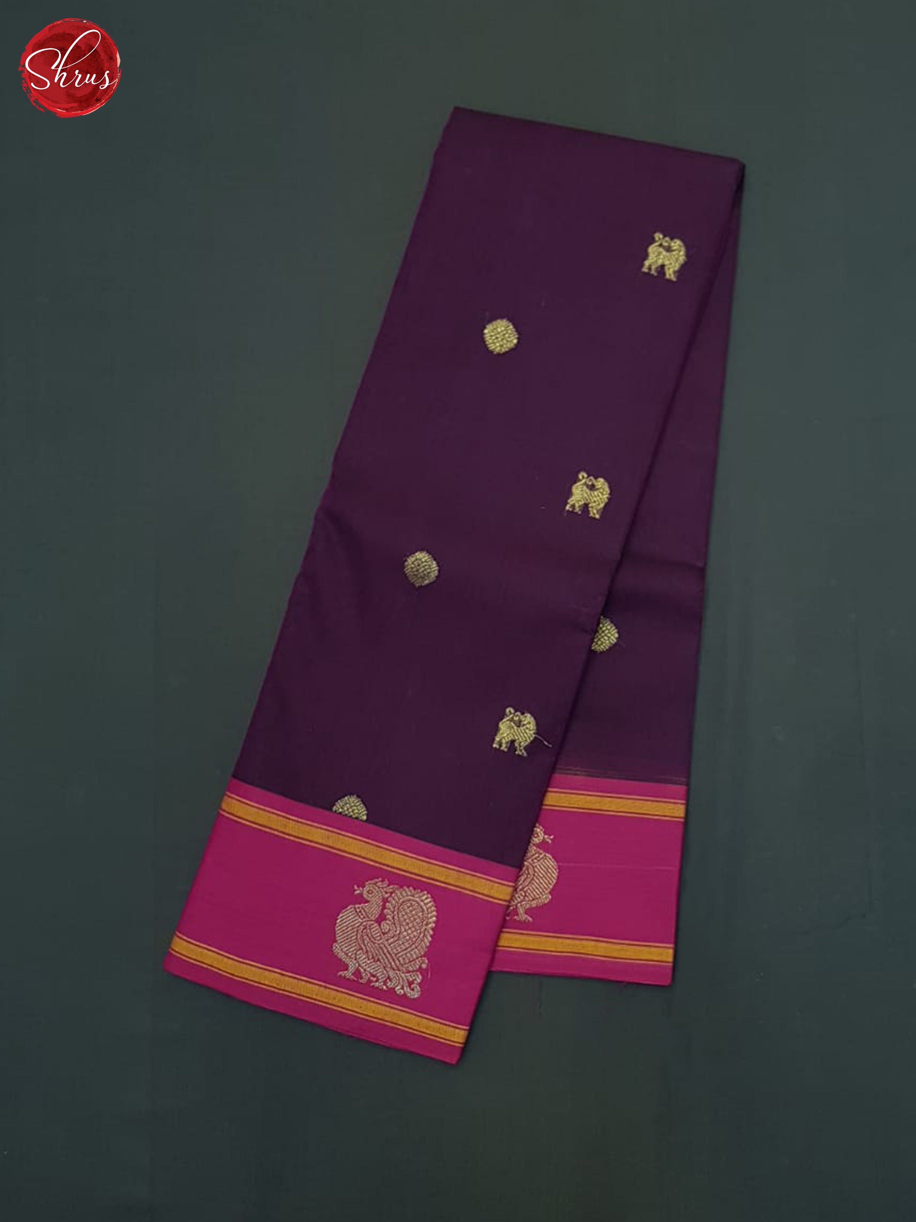 Wine & Pink - Kanchi Cotton Saree - Shop on ShrusEternity.com