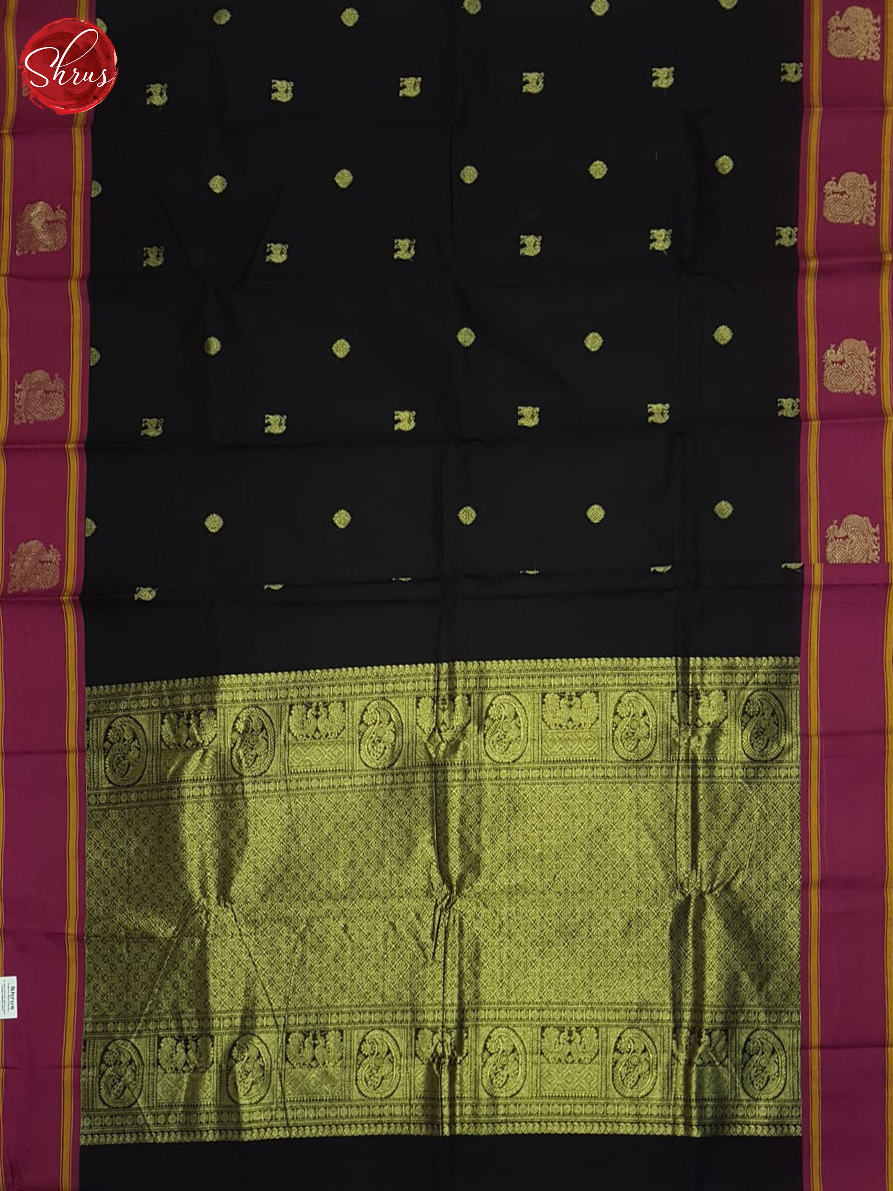 Black & Wine - Kanchi Cotton Saree - Shop on ShrusEternity.com
