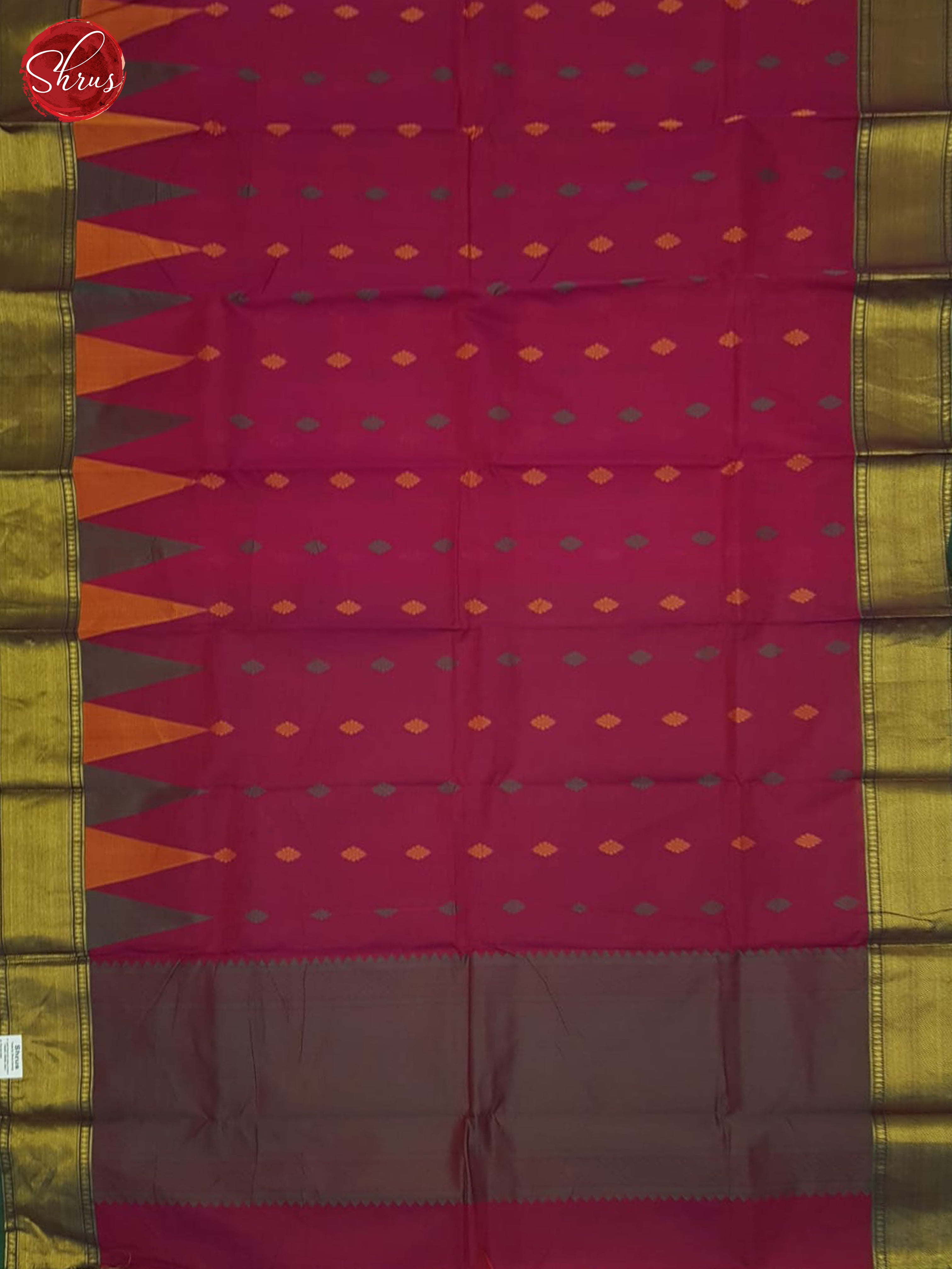 Pink & Green- Kanchi Cotton Saree - Shop on ShrusEternity.com