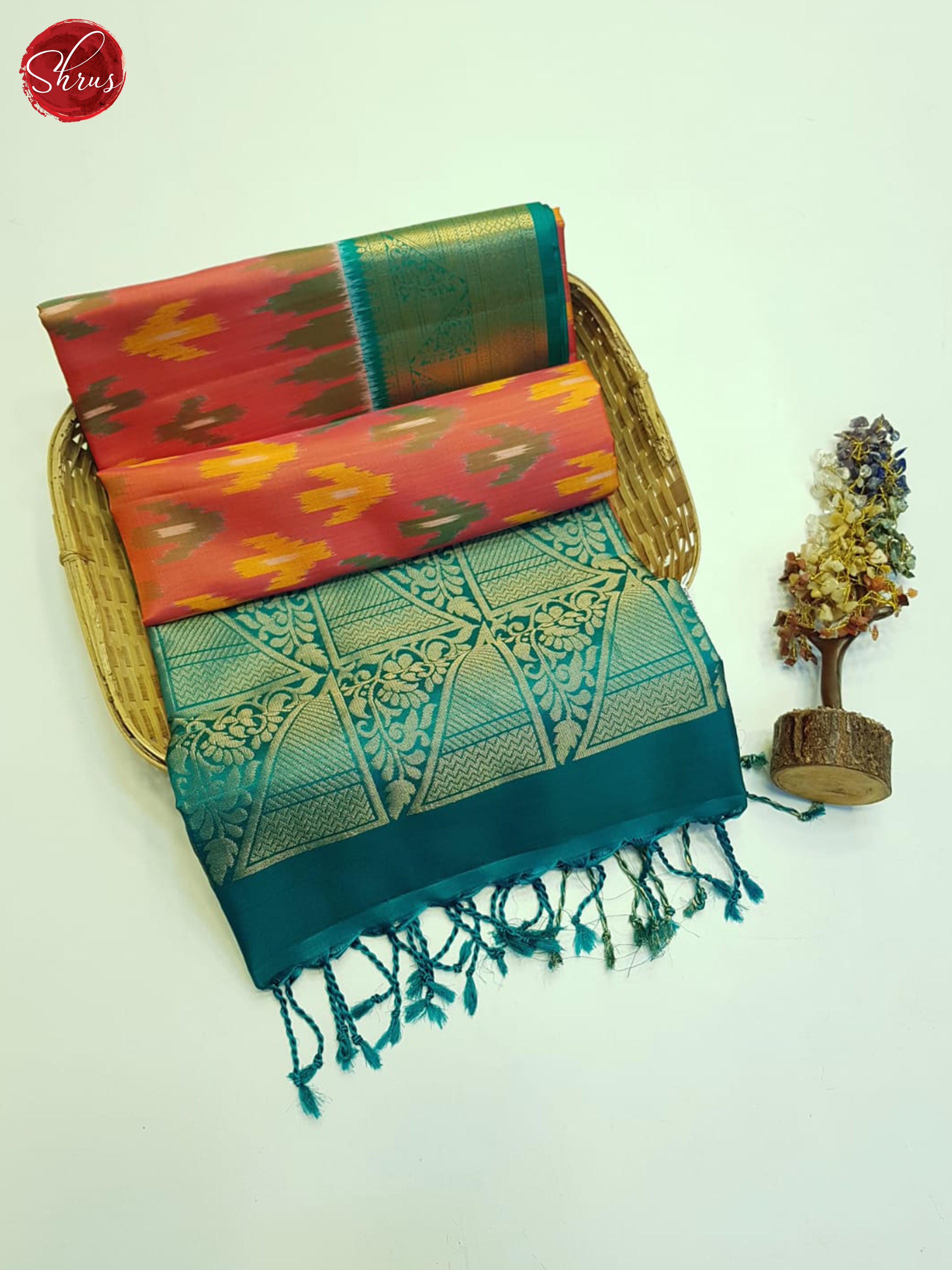 Red & Green - Soft Silk Saree - Shop on ShrusEternity.com