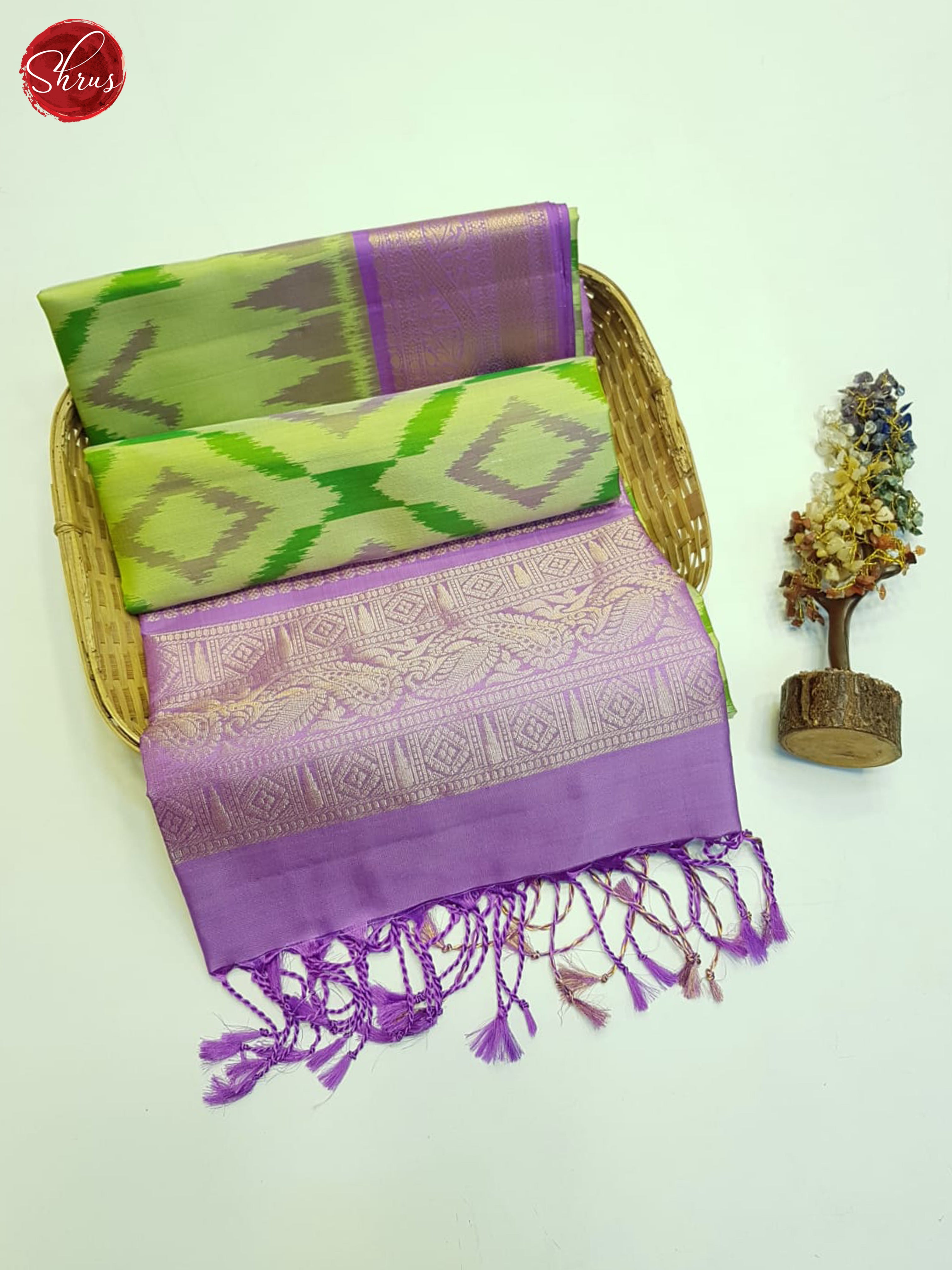Green & Lavender - Soft Silk Saree - Shop on ShrusEternity.com