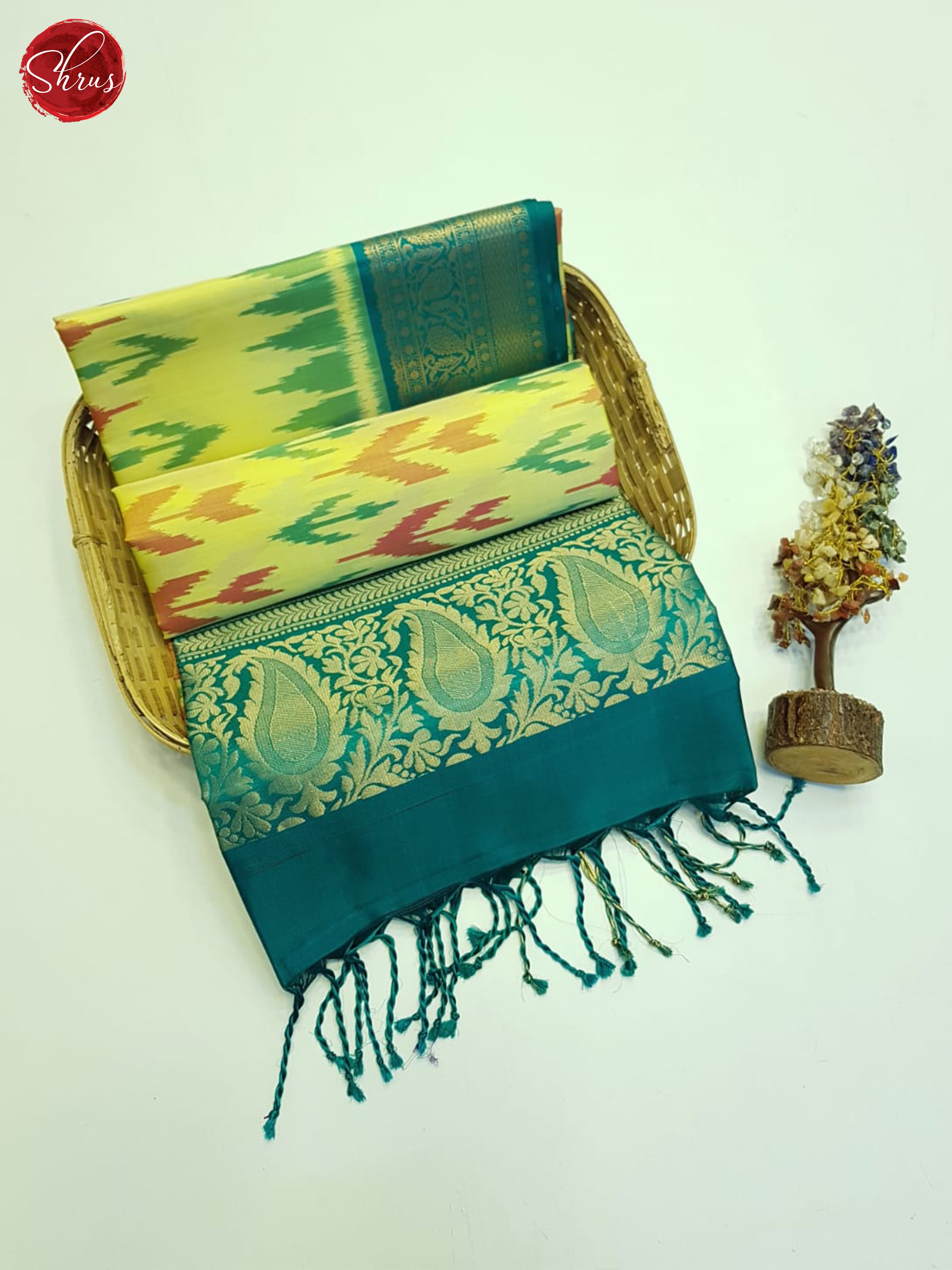 Yellow & Green - Soft Silk Saree - Shop on ShrusEternity.com