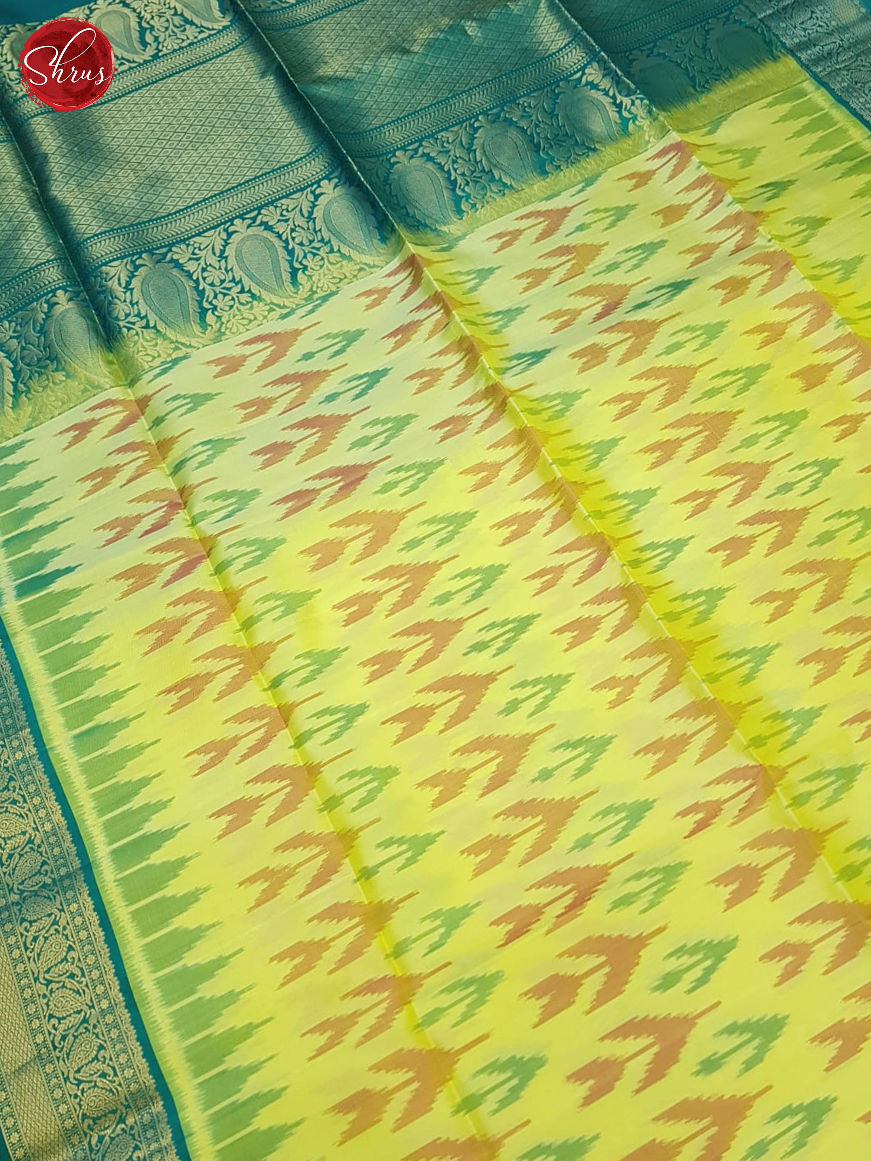 Yellow & Green - Soft Silk Saree - Shop on ShrusEternity.com