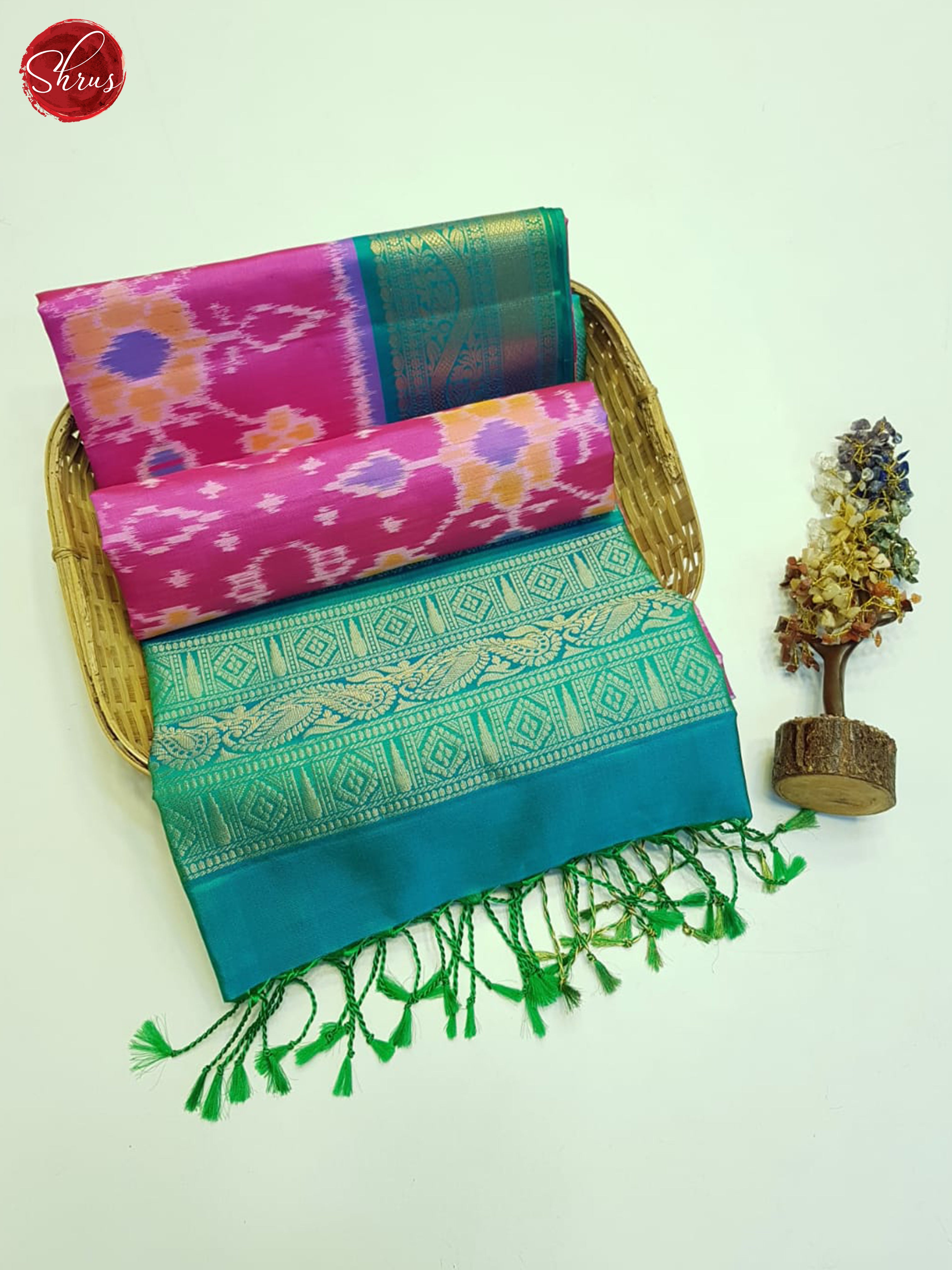 Pink & Green- Soft silk Saree - Shop on ShrusEternity.com