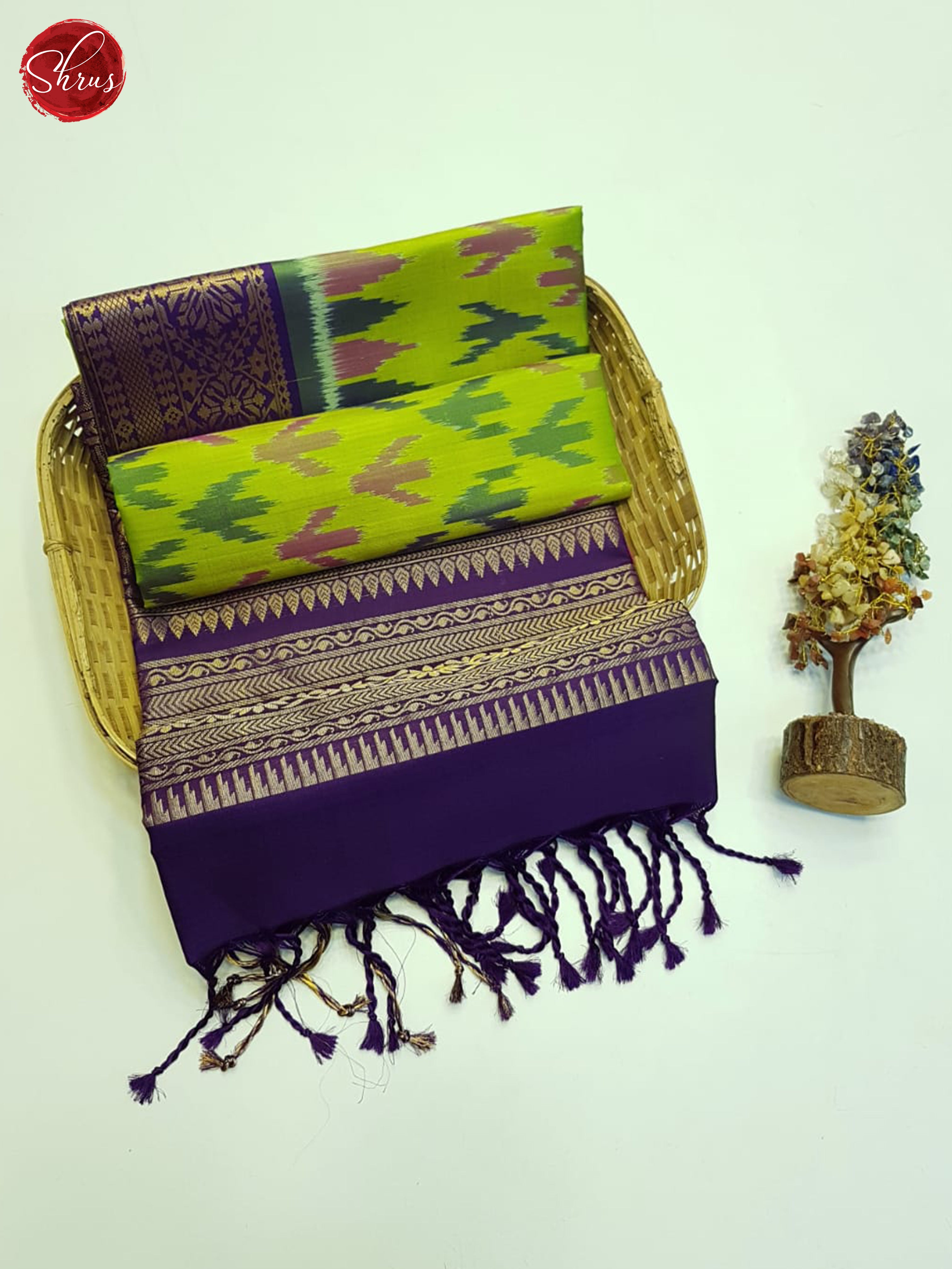 Green & Purple - Soft Silk Saree - Shop on ShrusEternity.com