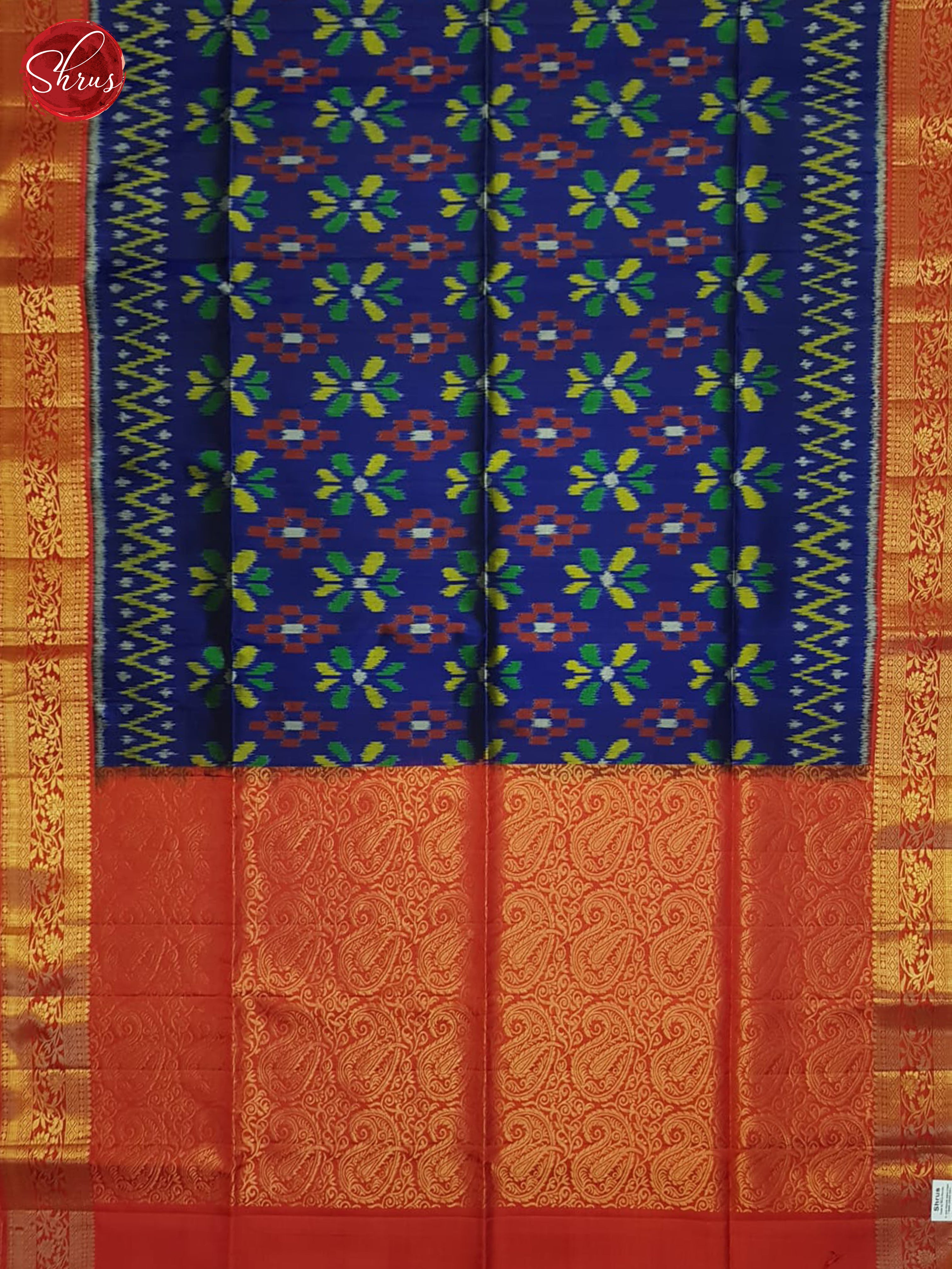 Blue & Red - Soft Silk Saree - Shop on ShrusEternity.com