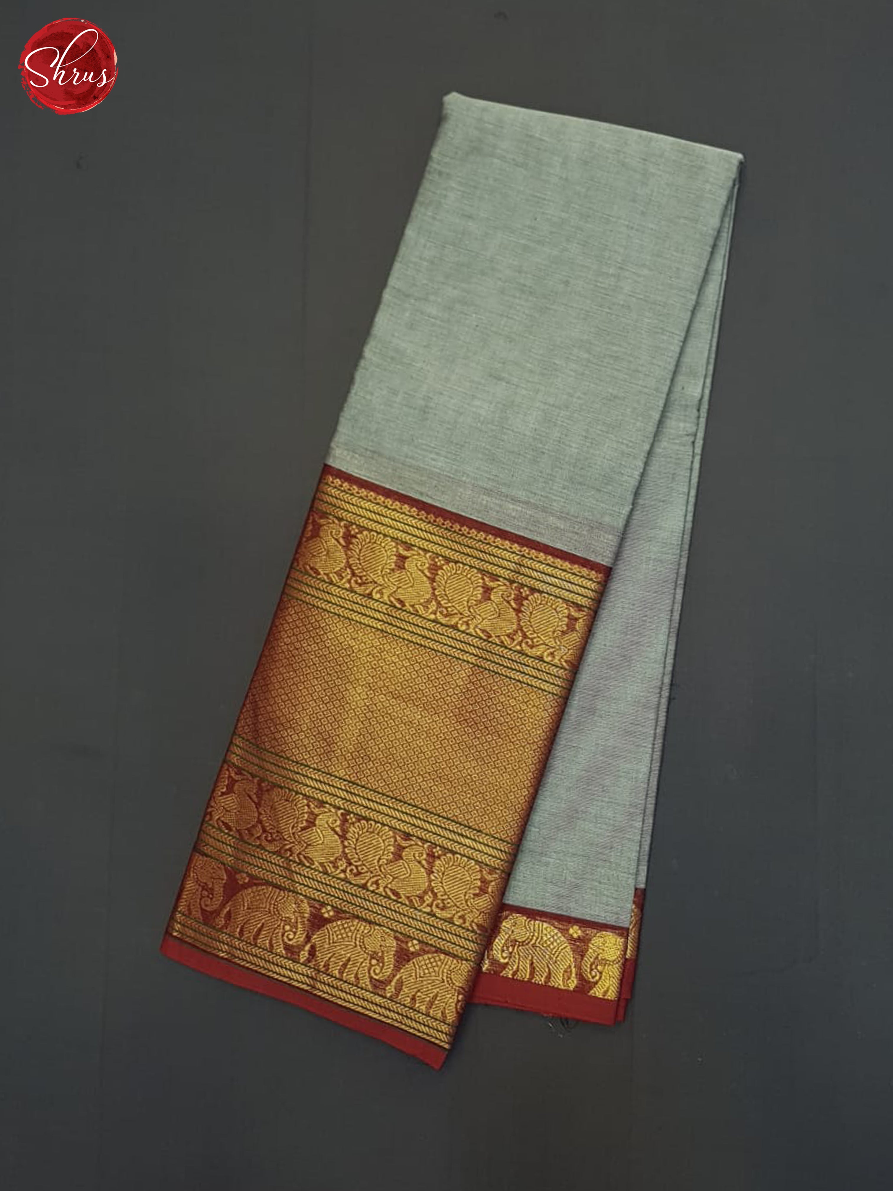 Grey & Maroon - Chettinad Cotton Saree - Shop on ShrusEternity.com