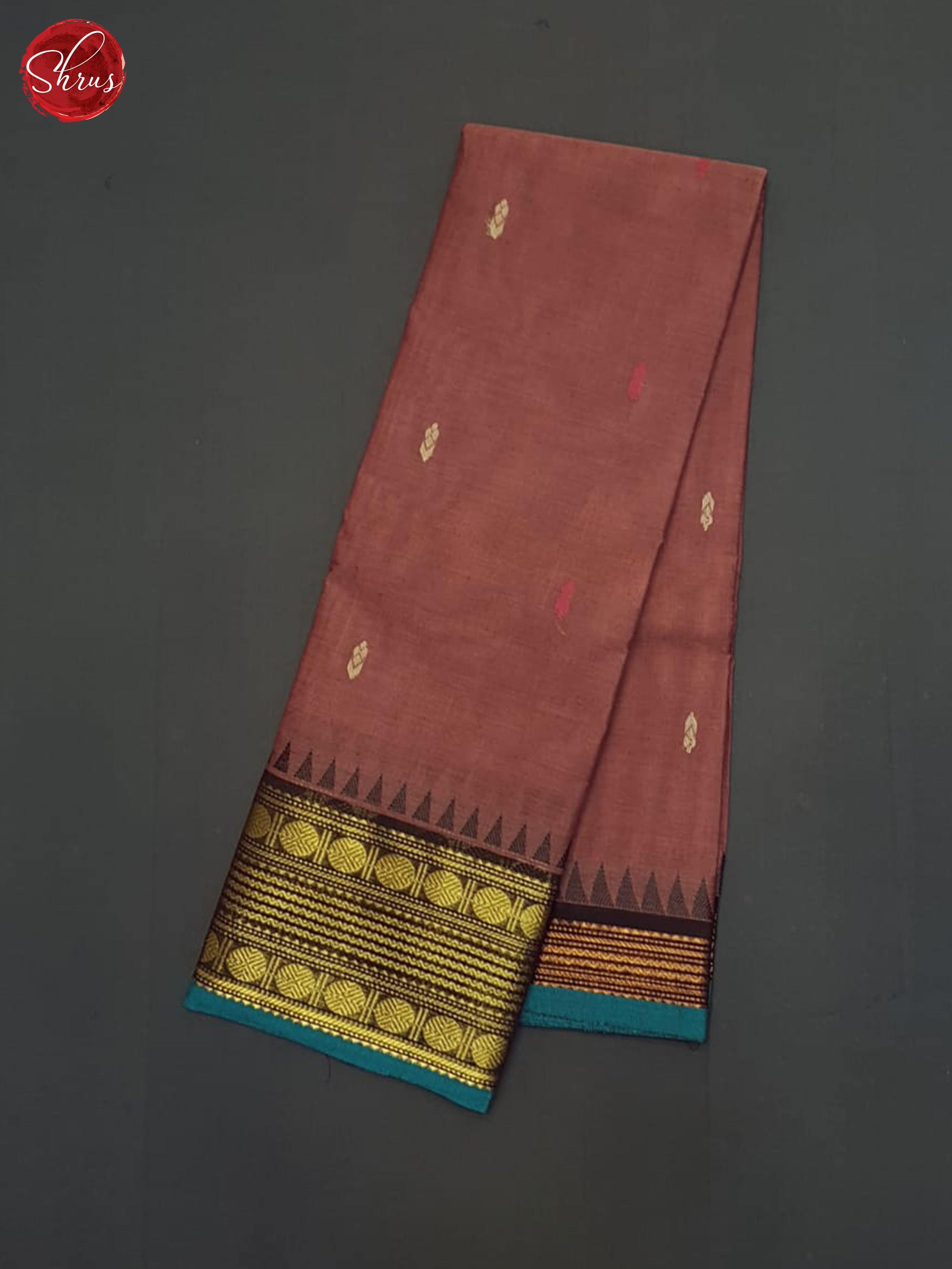 Dusty Dark Onion & Blue - Chettinad Cotton Saree - Shop on ShrusEternity.com