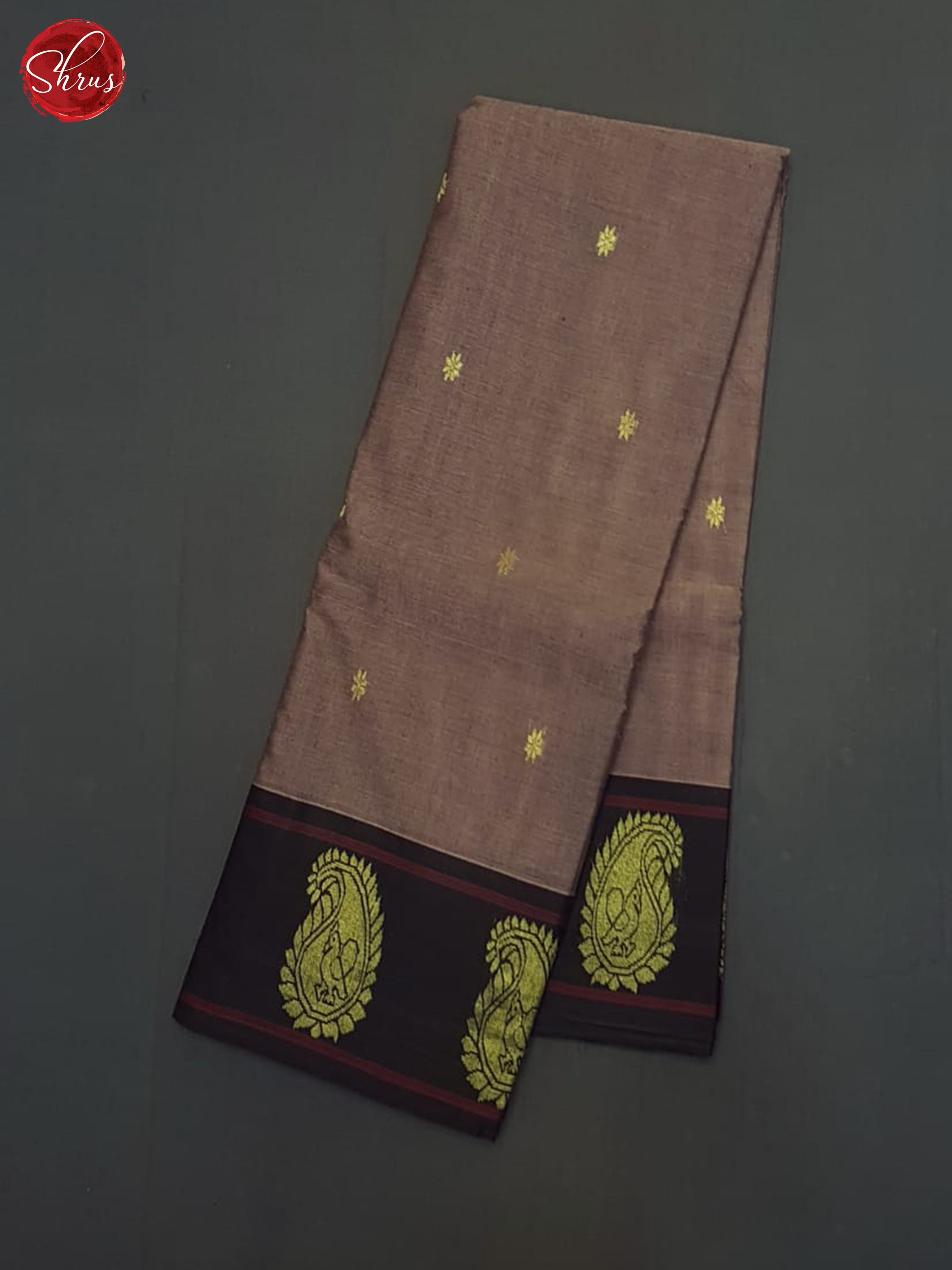 Dusty Onion & Black - Kanchi Cotton Saree - Shop on ShrusEternity.com
