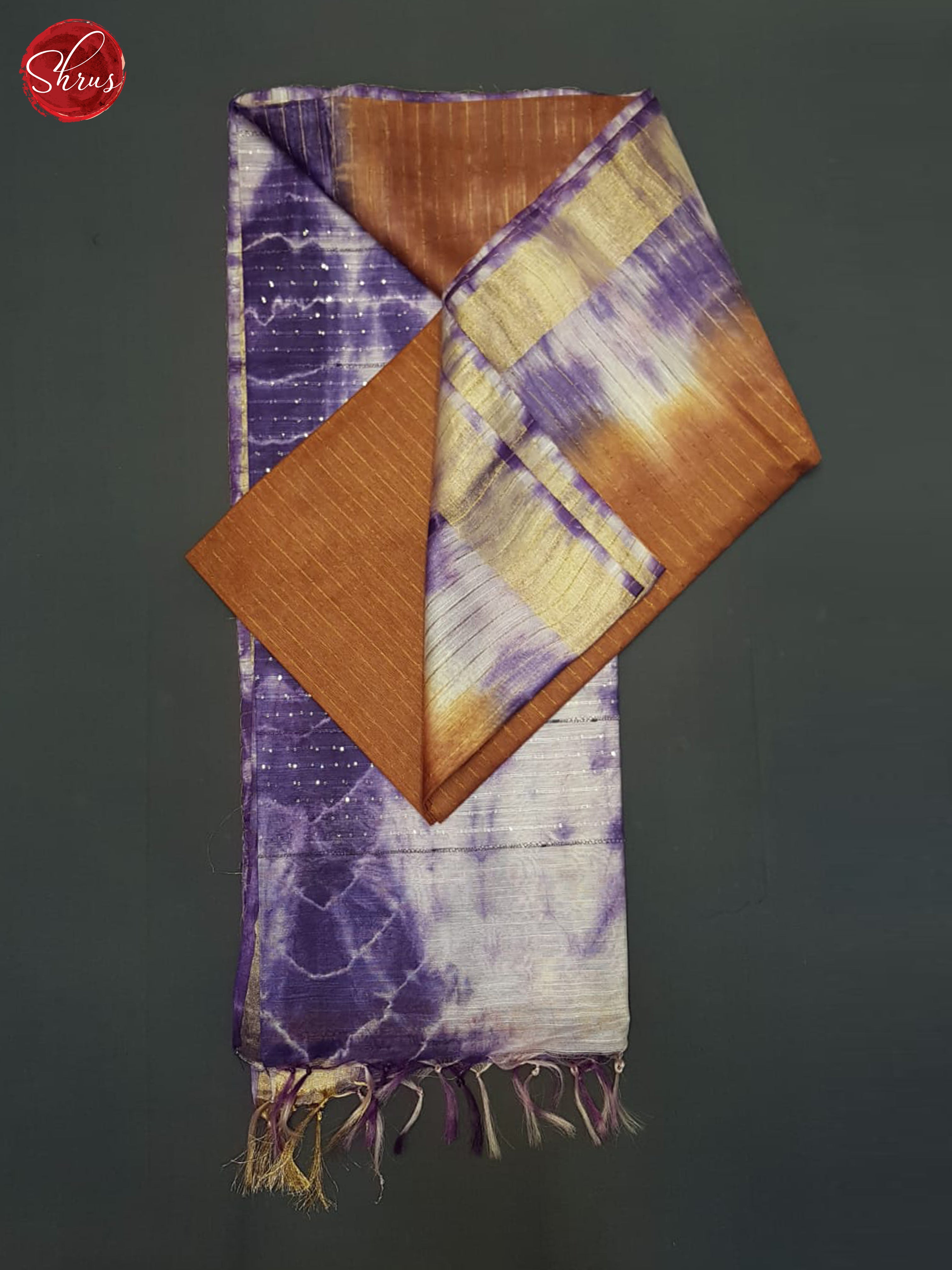 Brown And Purple- Shibori Saree - Shop on ShrusEternity.com