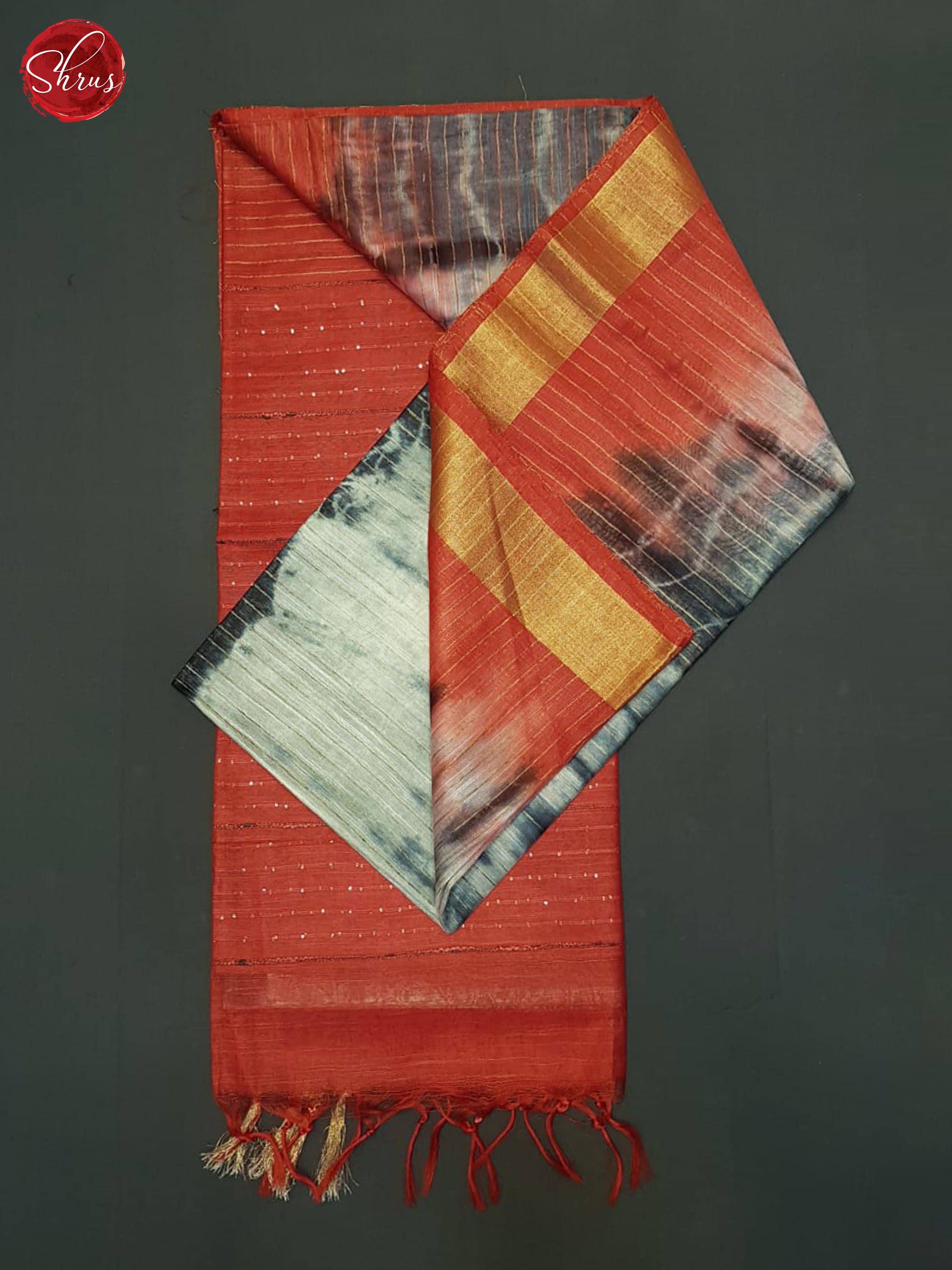 Grey And Red - Shibori Saree - Shop on ShrusEternity.com