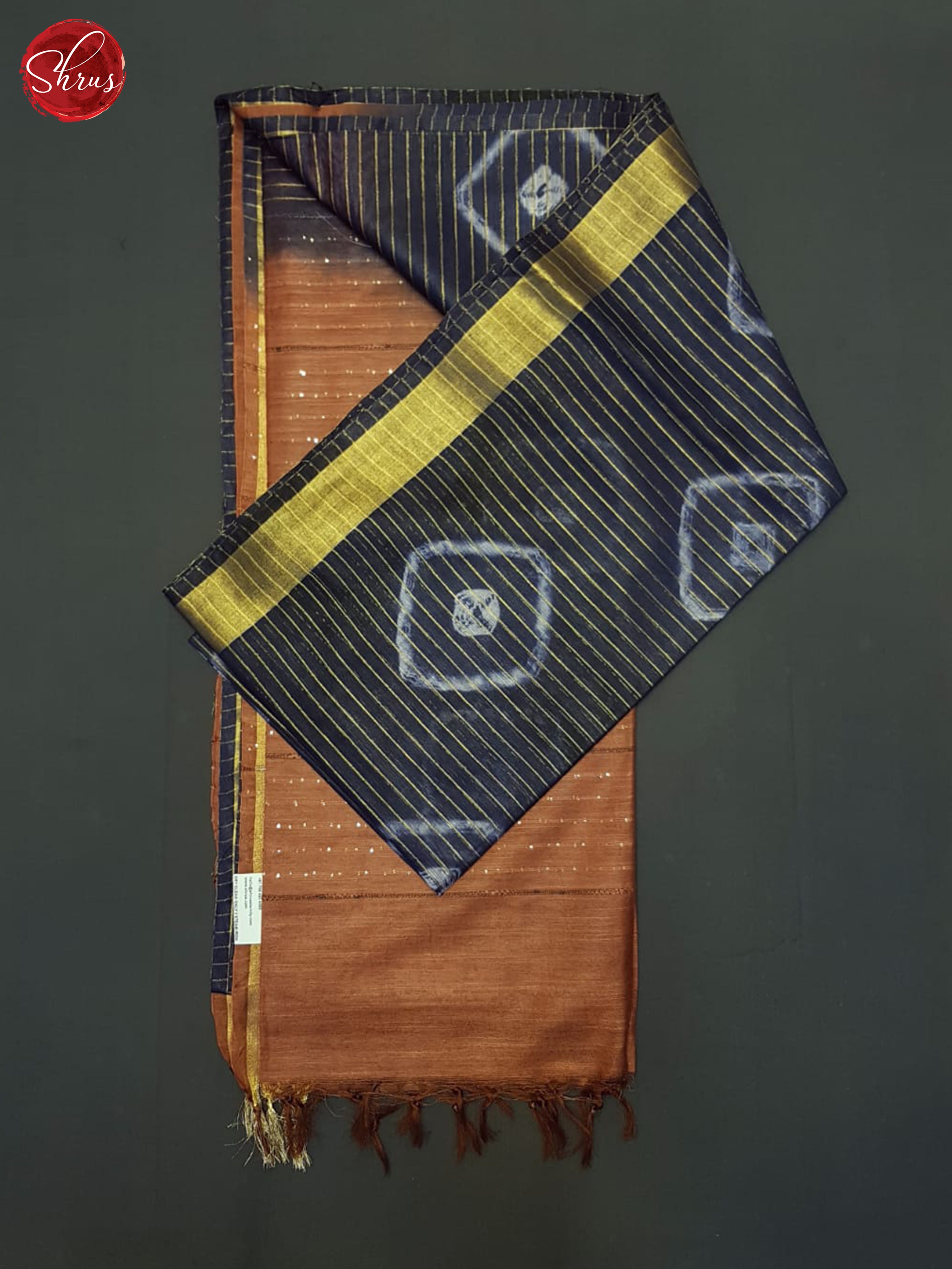 Blue And Brown- Shibori Saree - Shop on ShrusEternity.com