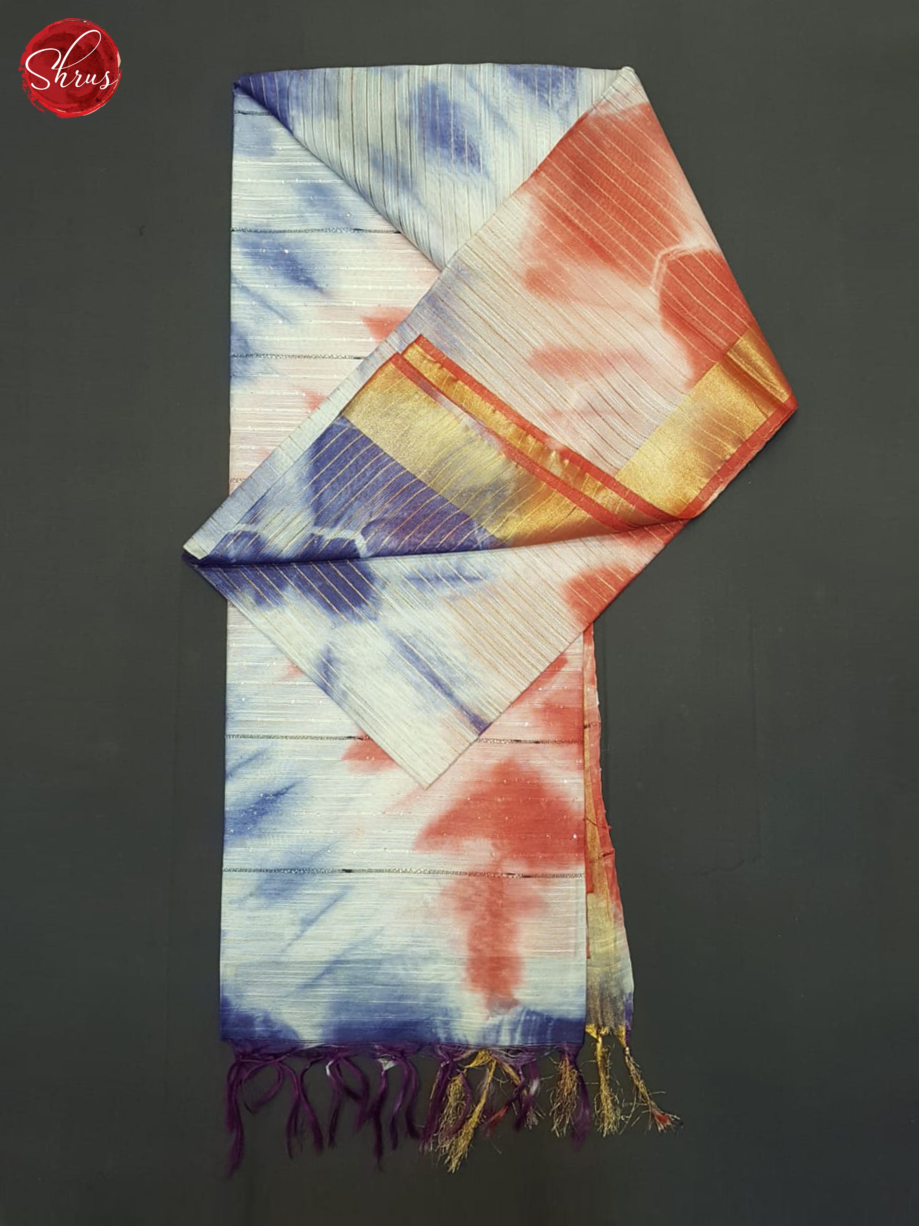 Cream And Blue- Shibori Saree - Shop on ShrusEternity.com
