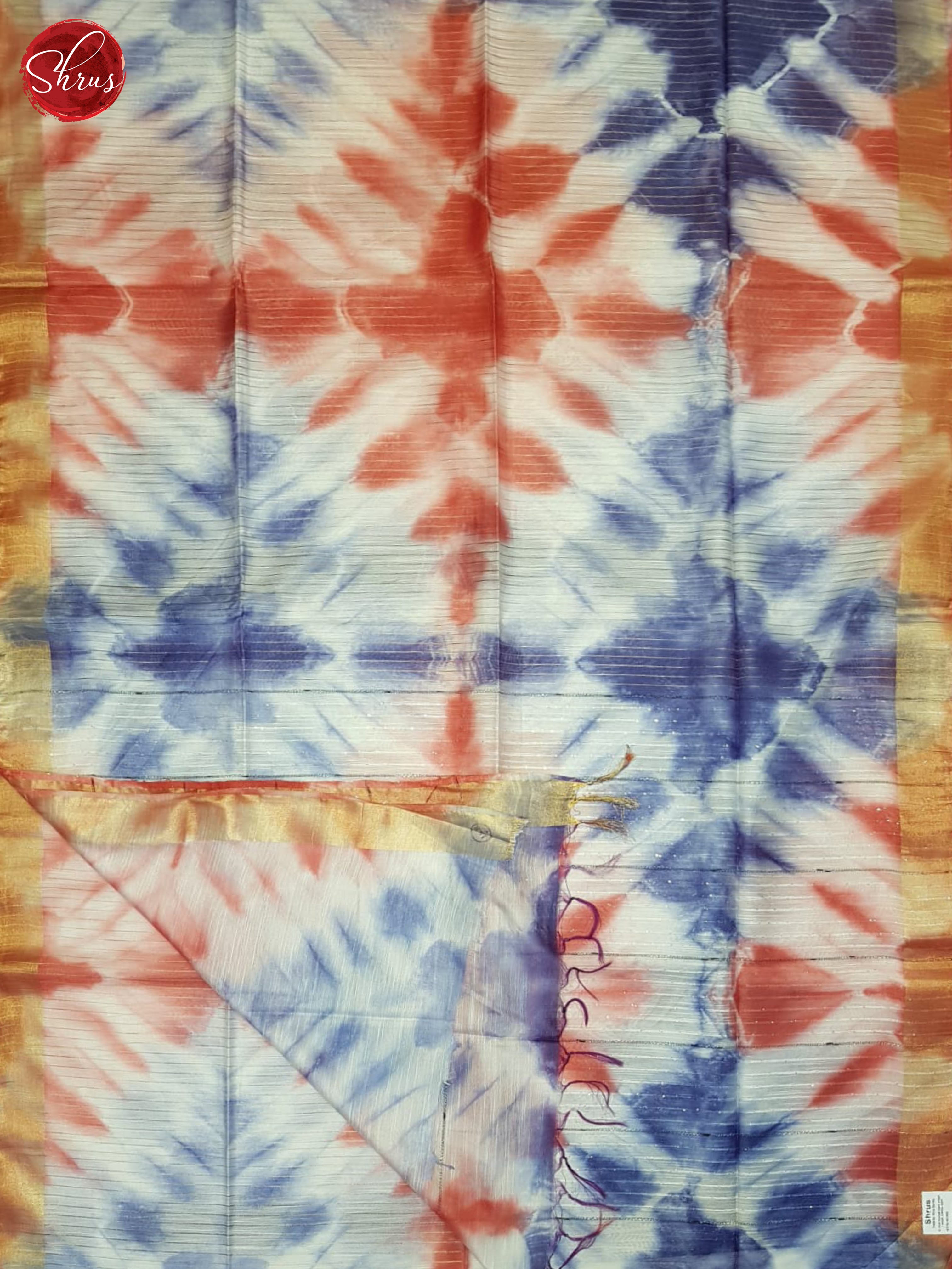 Cream And Blue- Shibori Saree - Shop on ShrusEternity.com