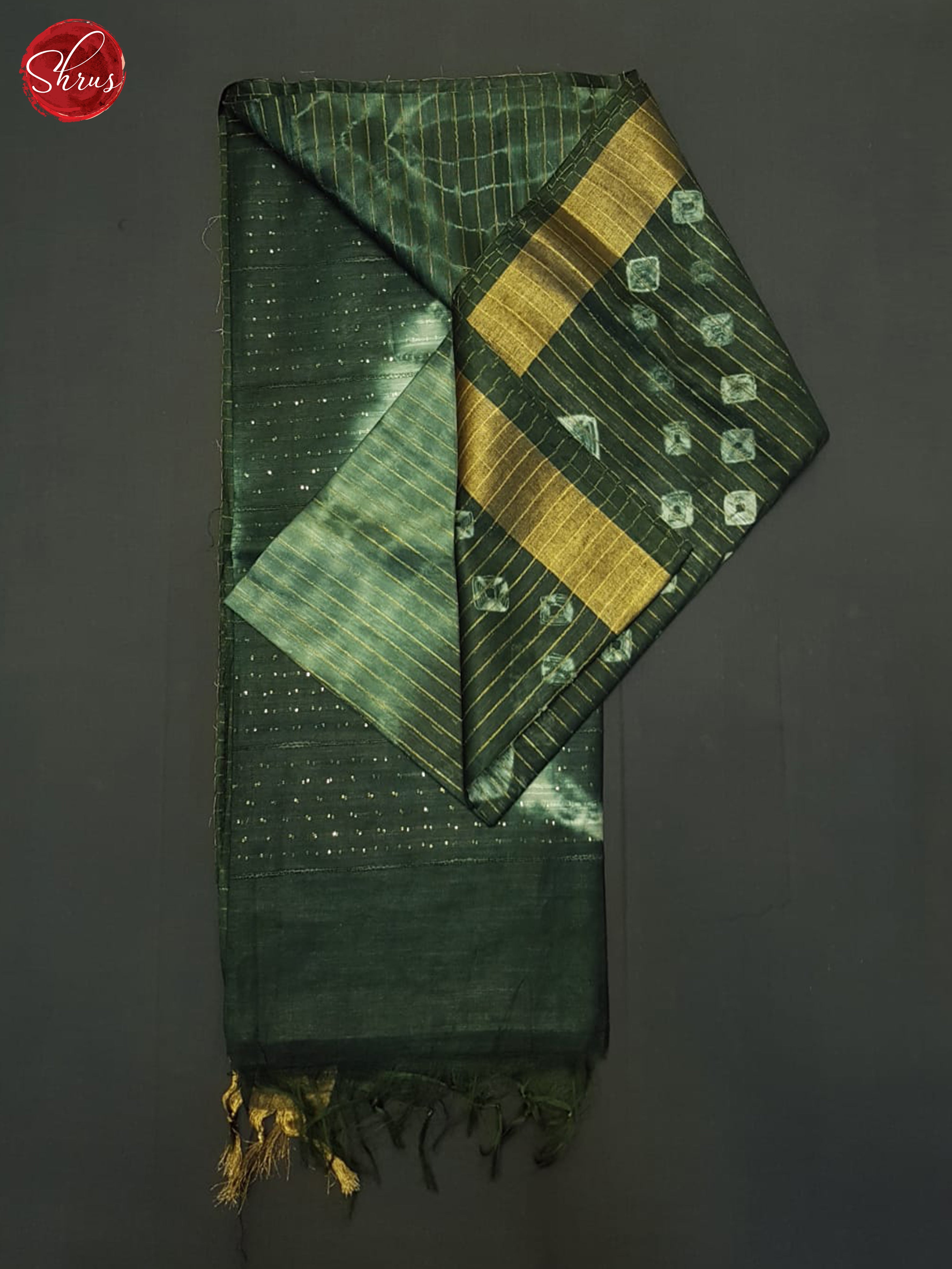 Green & Cream - Shibori Saree - Shop on ShrusEternity.com