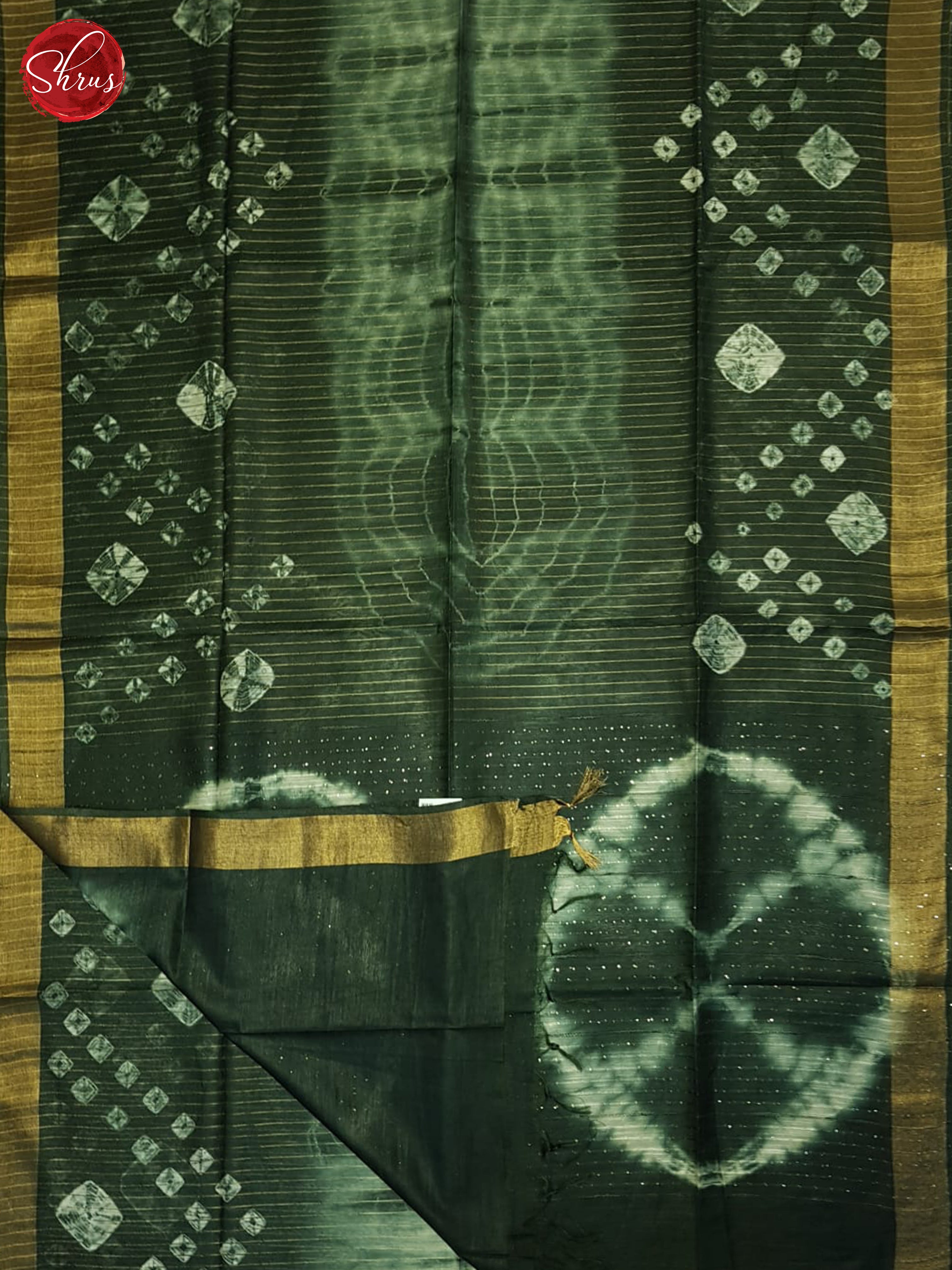 Green & Cream - Shibori Saree - Shop on ShrusEternity.com