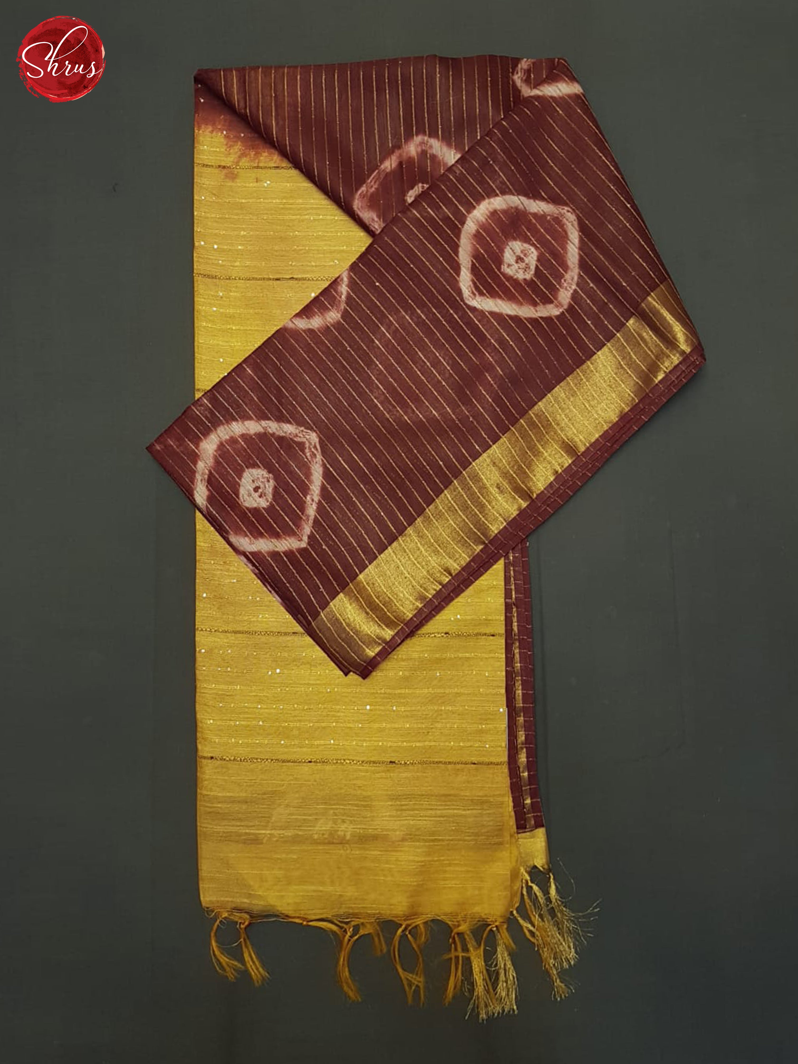 Arakku Maroon And Mustard- Shibori Saree - Shop on ShrusEternity.com