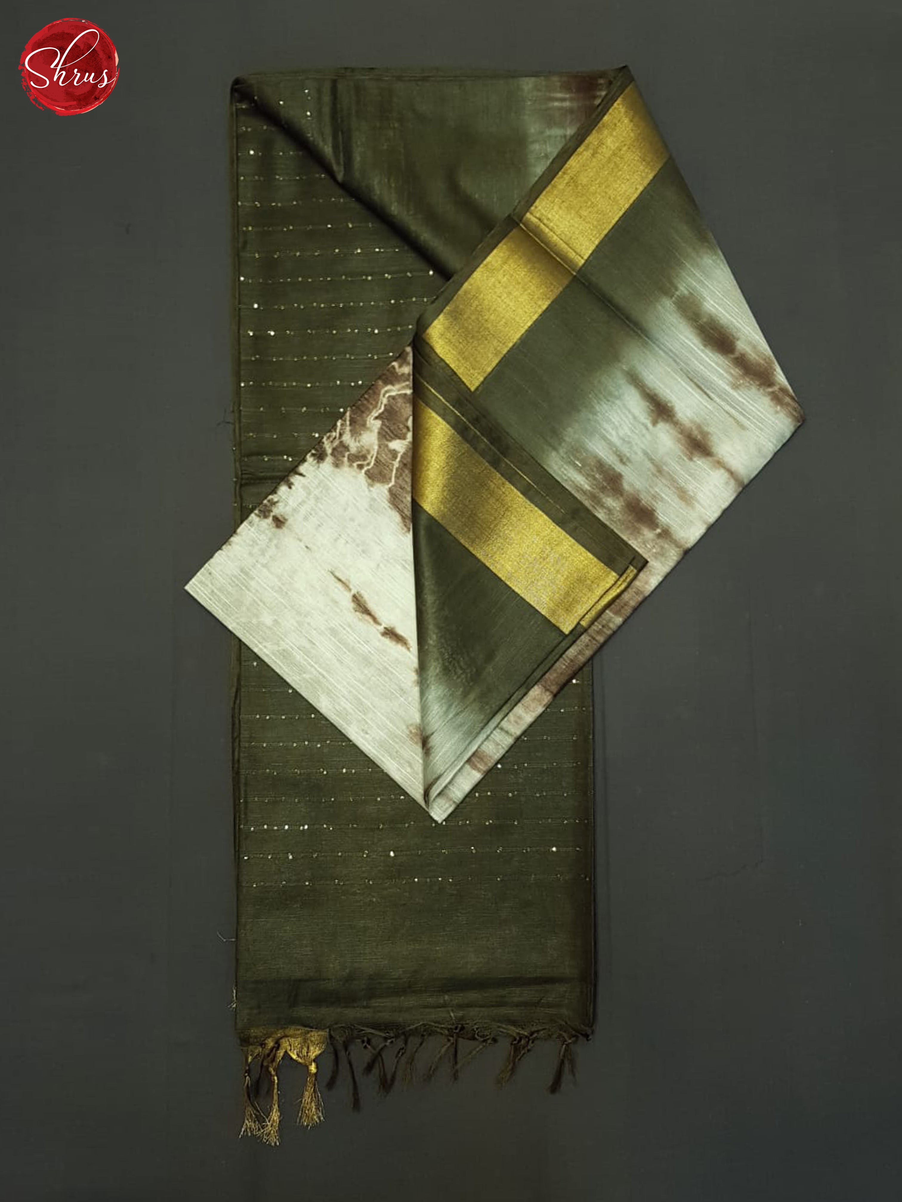 Cream And Green- Shibori Saree - Shop on ShrusEternity.com