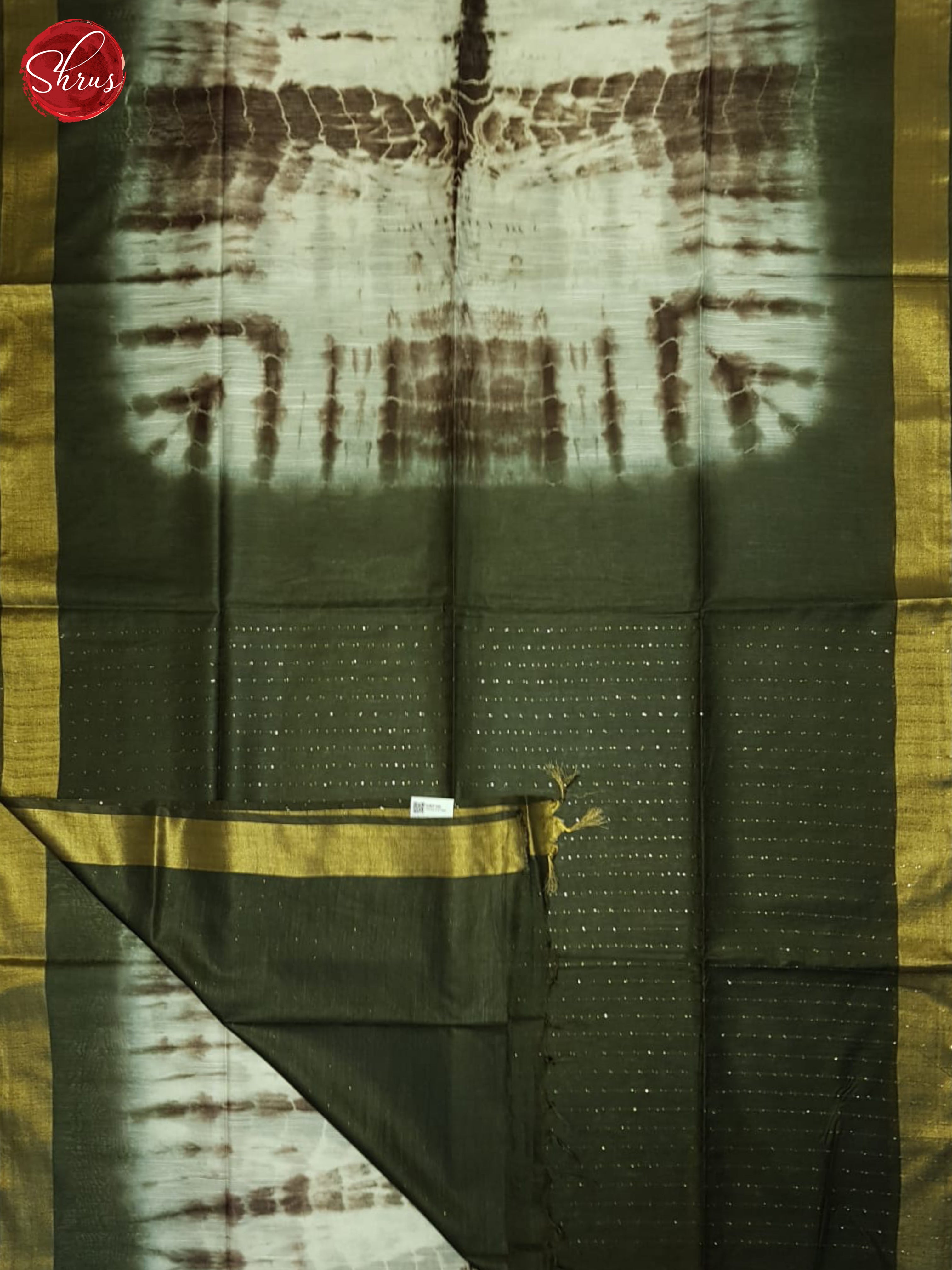 Cream And Green- Shibori Saree - Shop on ShrusEternity.com