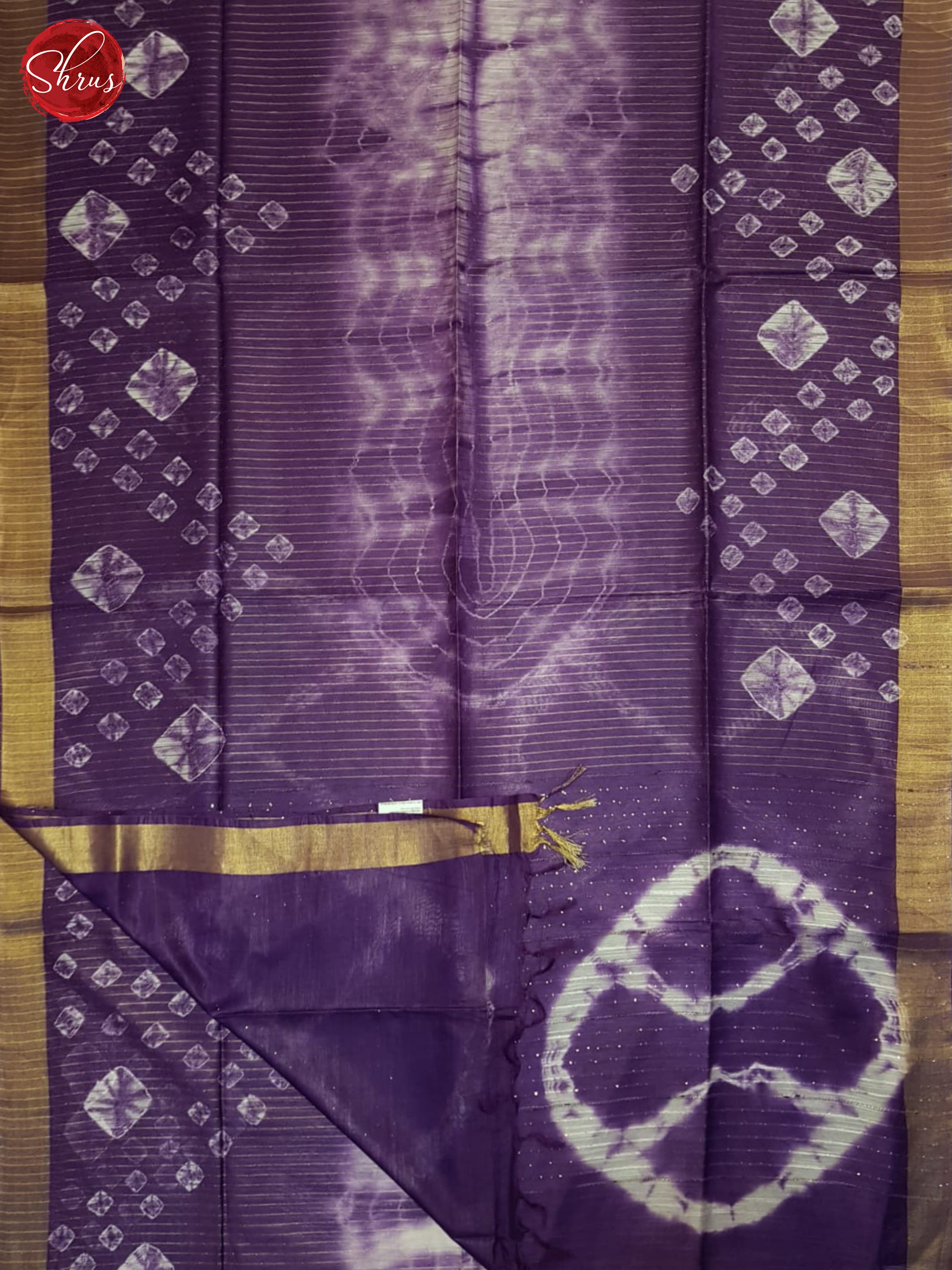 Purple & Cream - Shibori saree - Shop on ShrusEternity.com