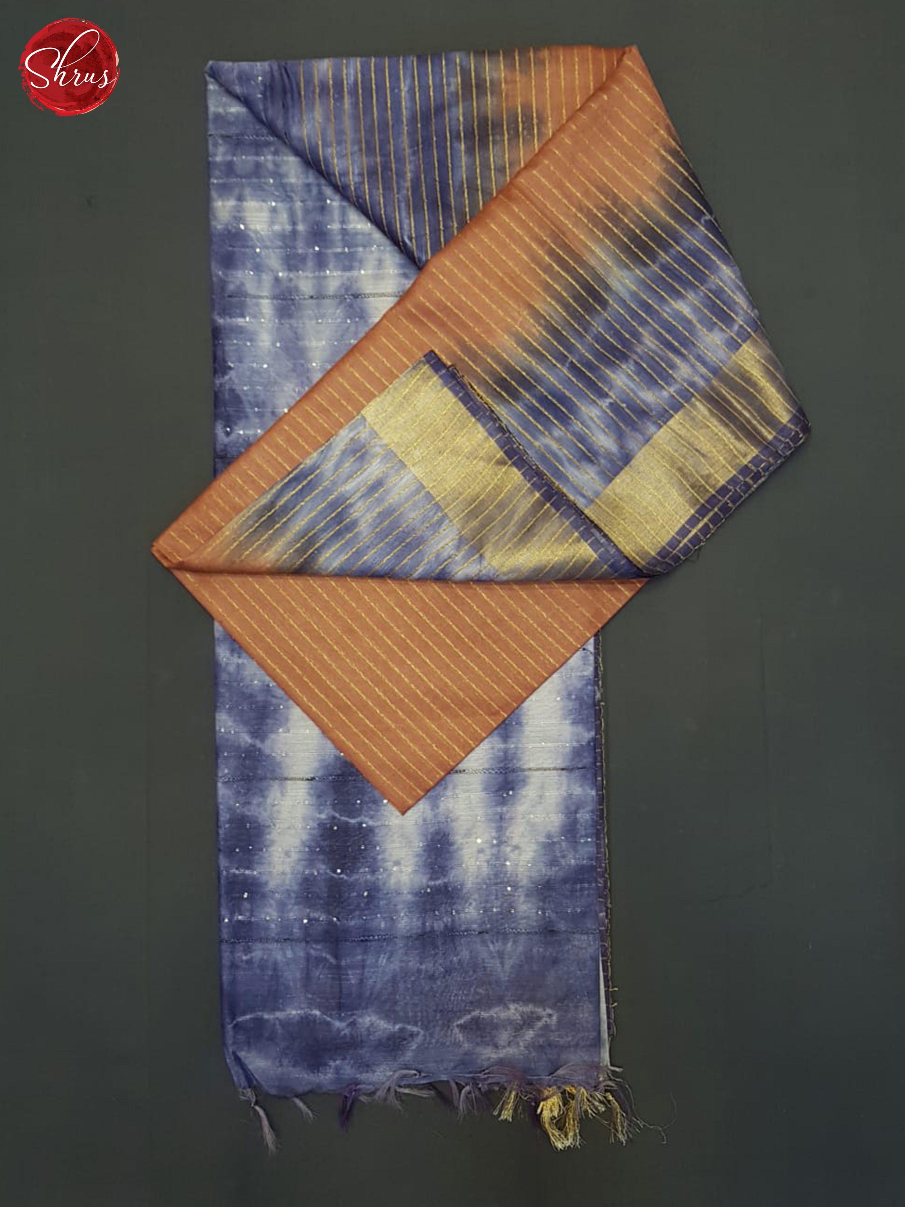Brown And Blue- Shibori Saree - Shop on ShrusEternity.com