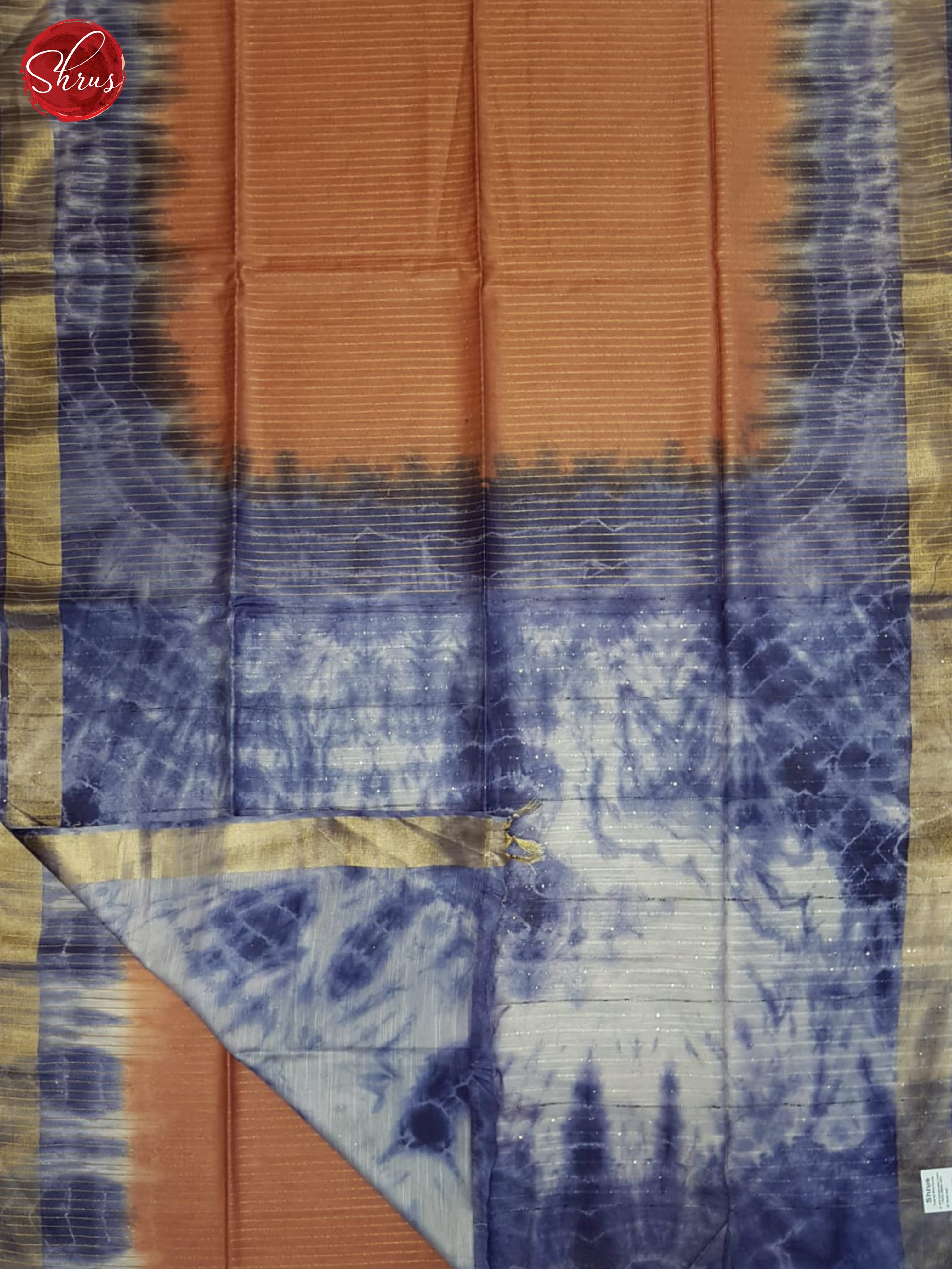 Brown And Blue- Shibori Saree - Shop on ShrusEternity.com