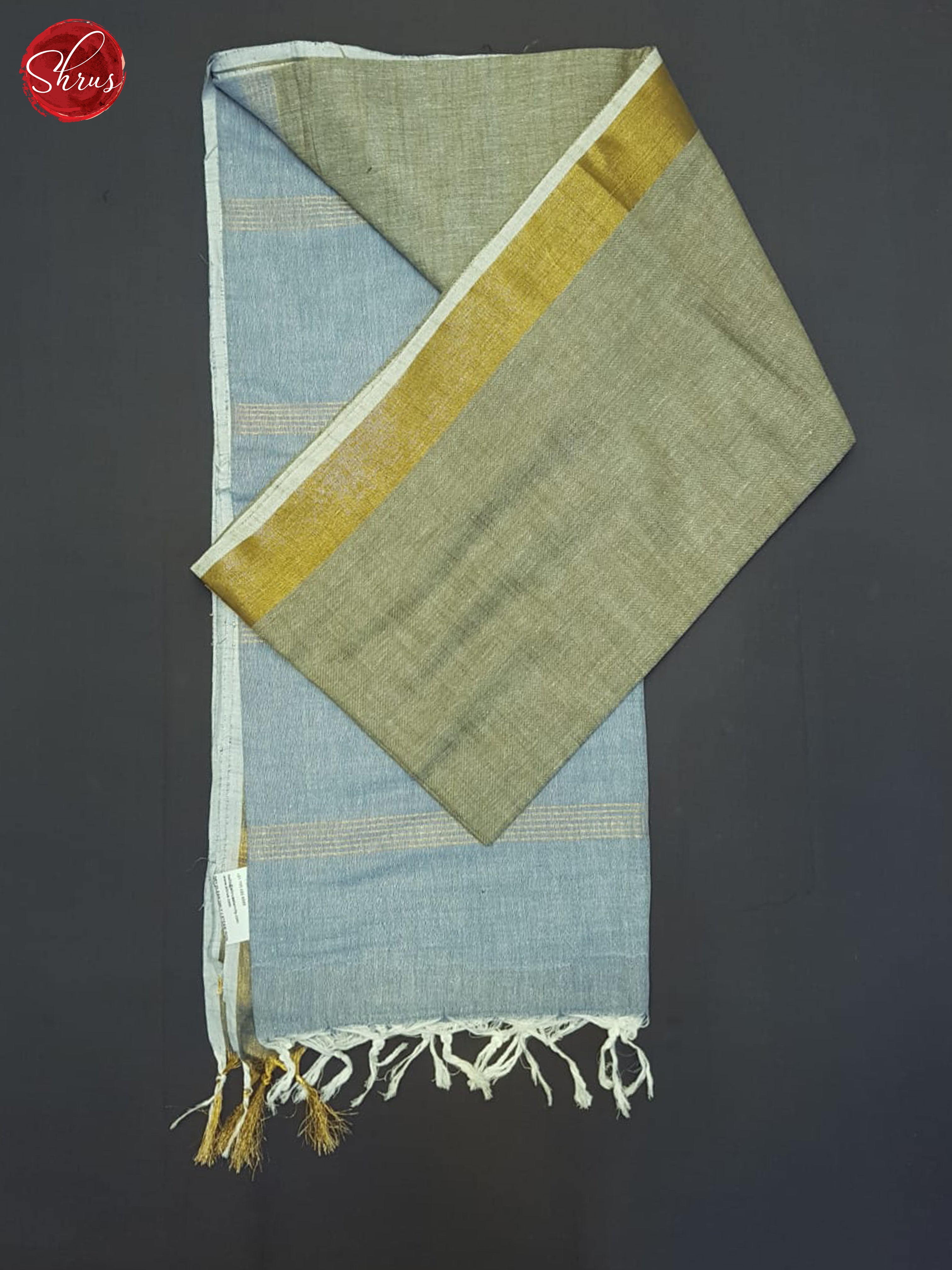 Grey & Blue - Linen Cotton Saree - Shop on ShrusEternity.com