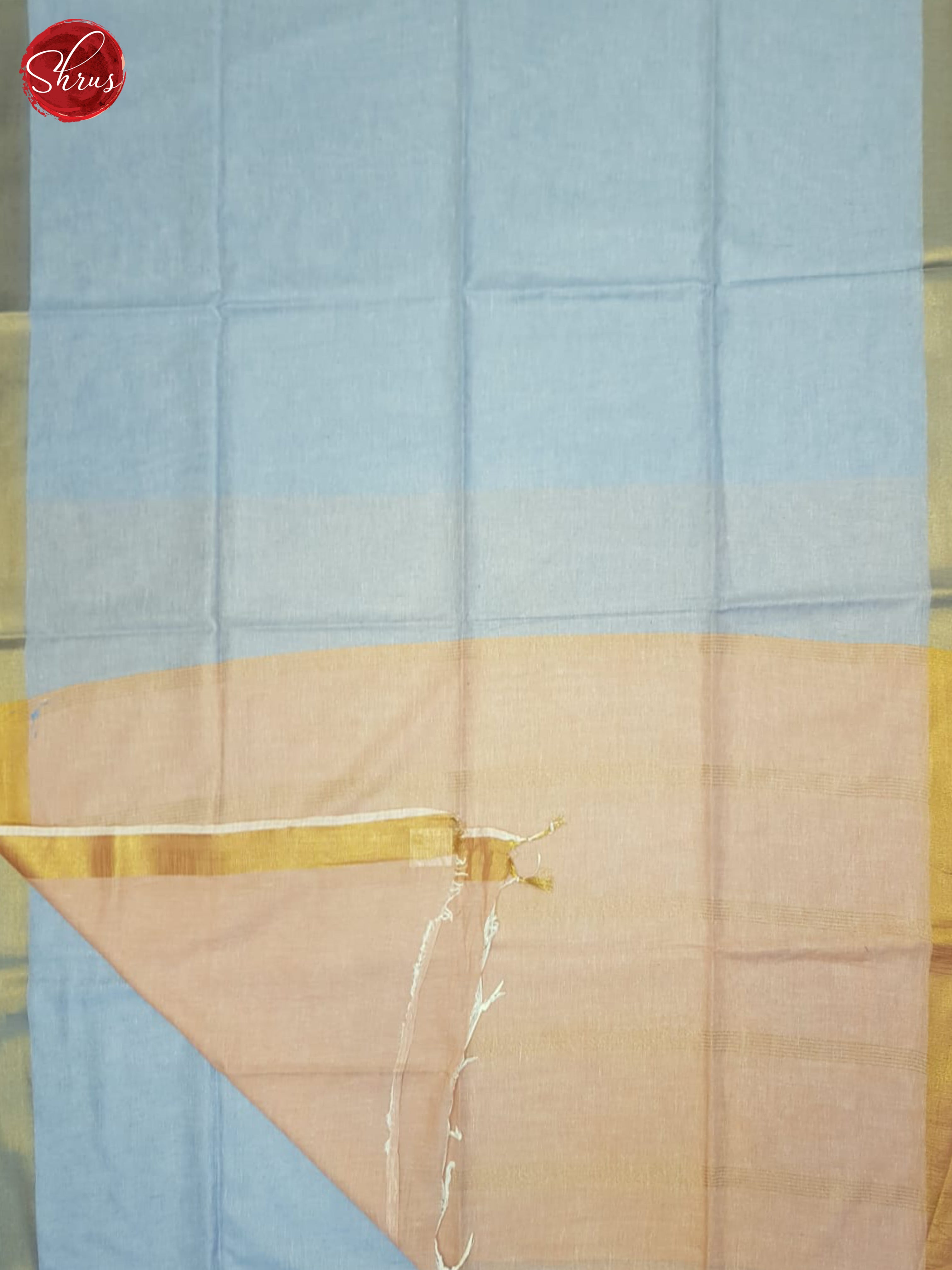 Blue And Peach- Linen Cotton Saree - Shop on ShrusEternity.com