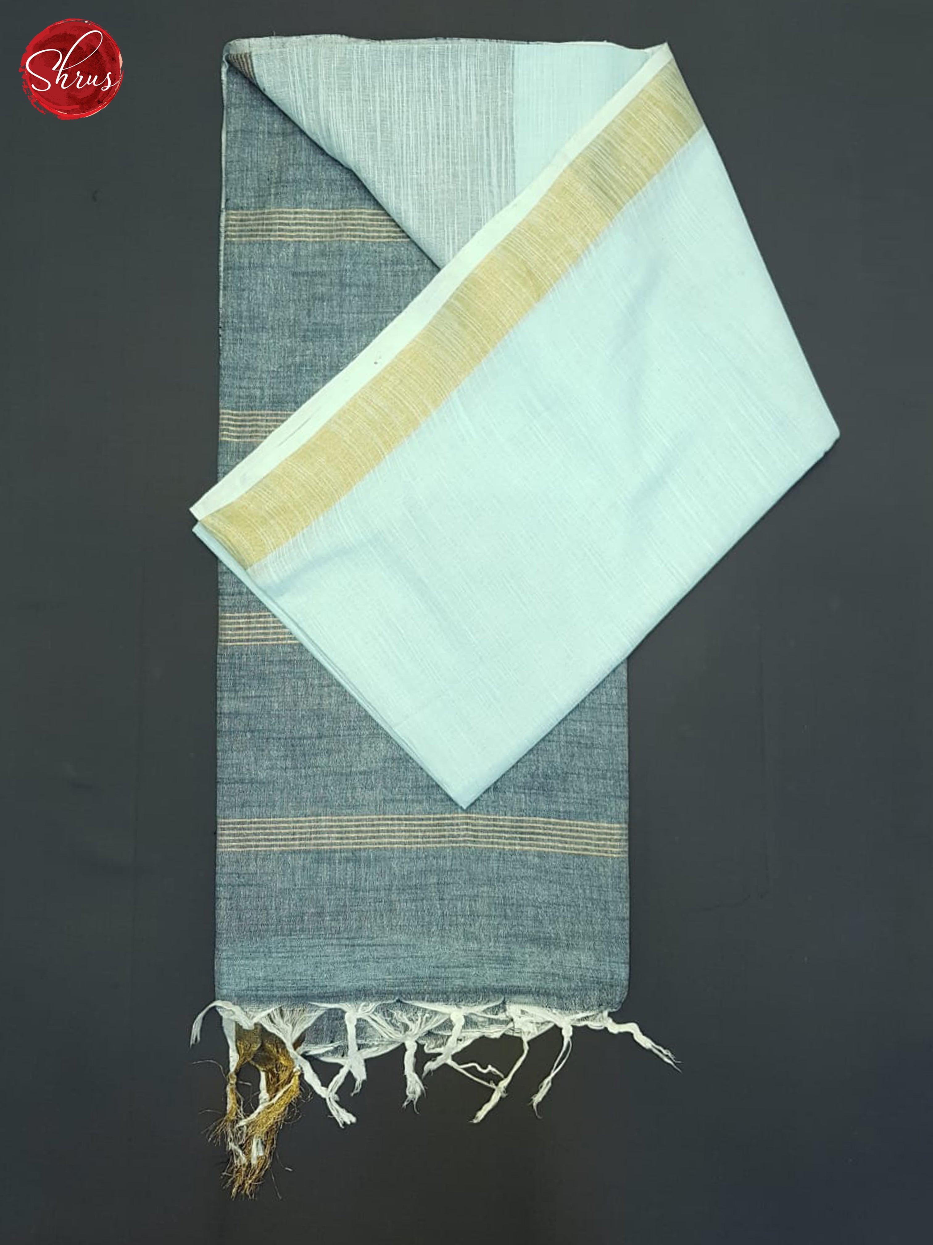 Ice Blue And Grey- Linen cotton Saree - Shop on ShrusEternity.com