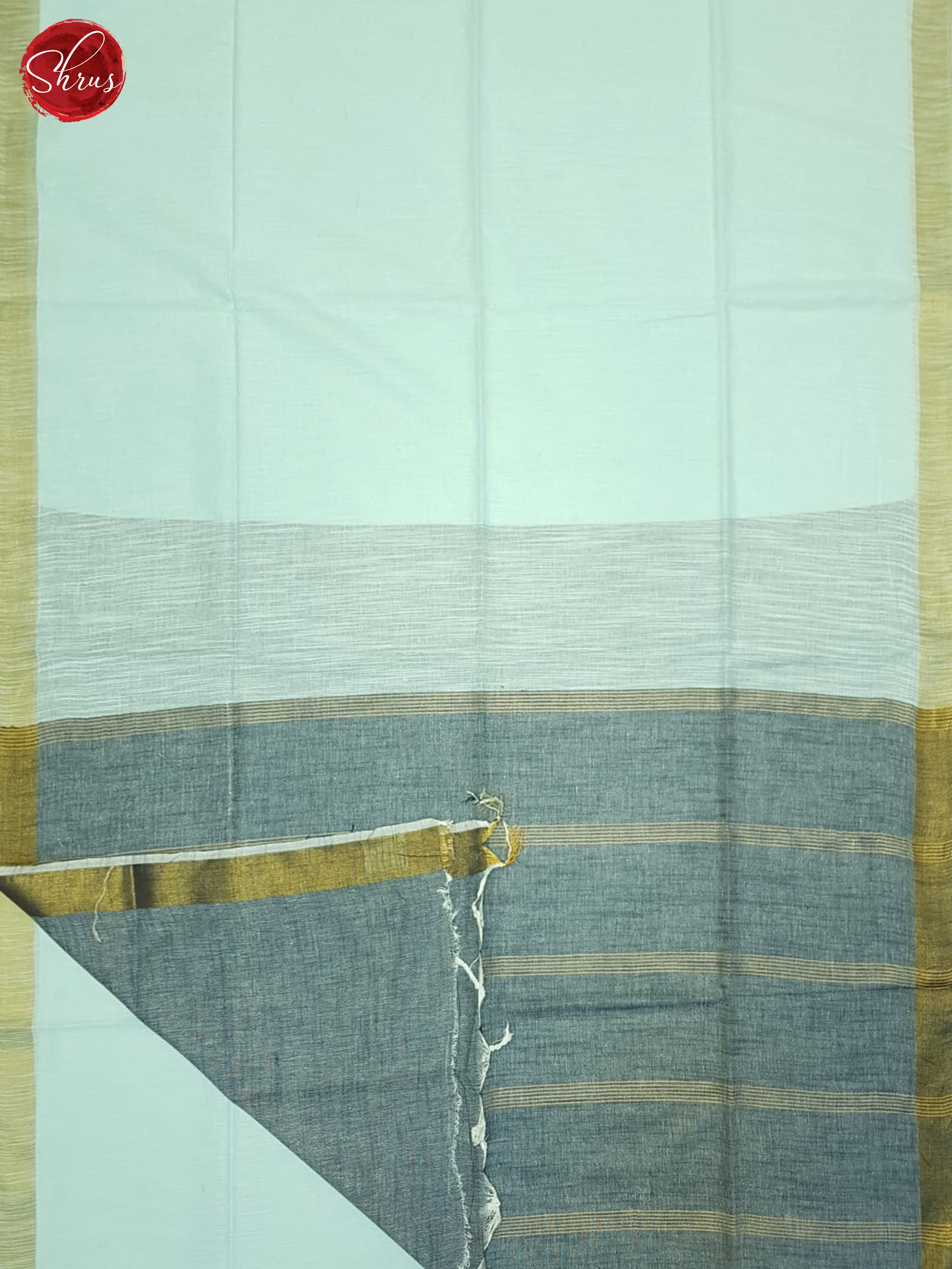 Ice Blue And Grey- Linen cotton Saree - Shop on ShrusEternity.com
