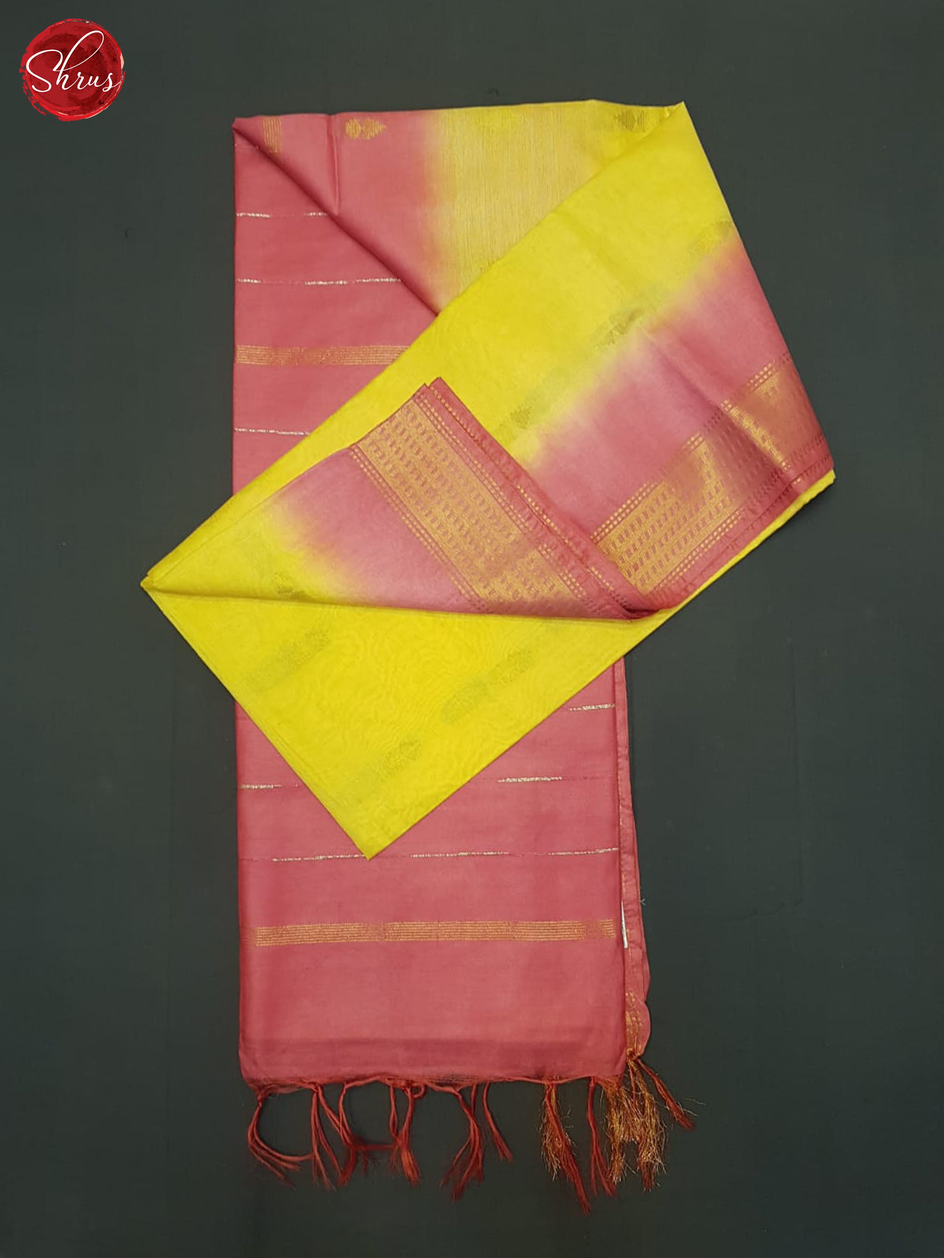 Yellow And Pink- Semi Tussar Saree - Shop on ShrusEternity.com