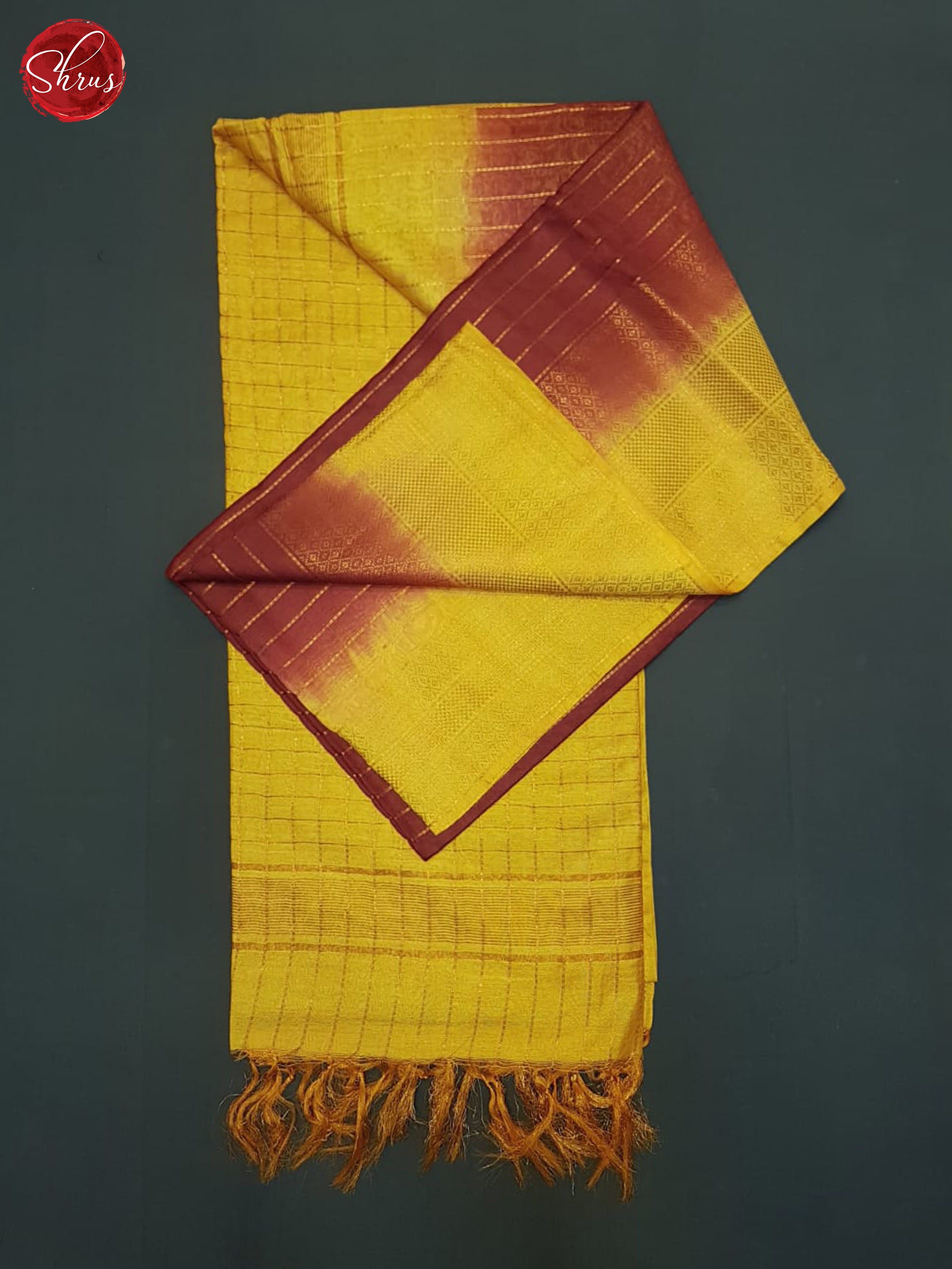 Maroon And Yellow- Semi Tussar Saree - Shop on ShrusEternity.com