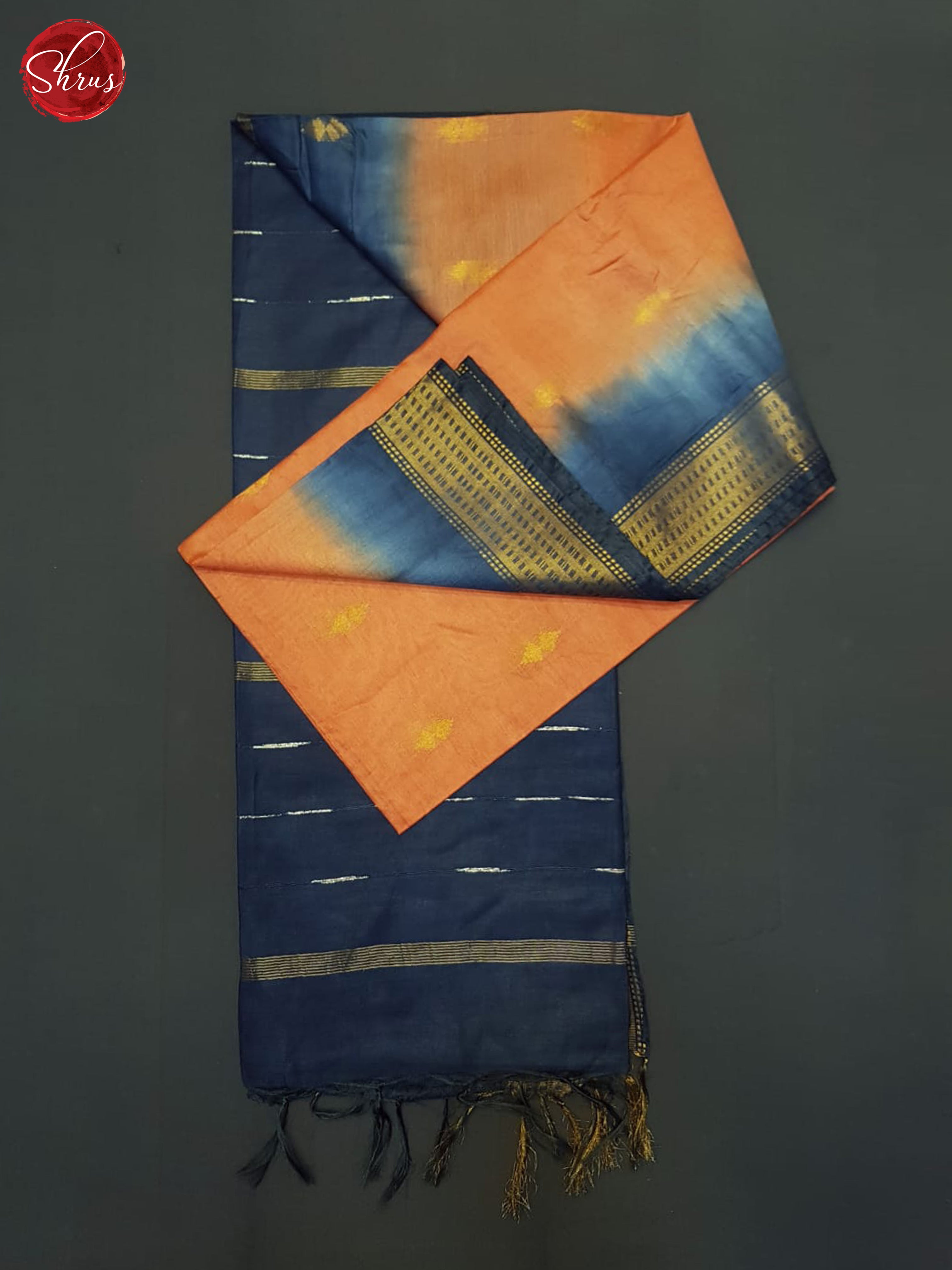 Orange And Blue-Semi Tussar Saree - Shop on ShrusEternity.com