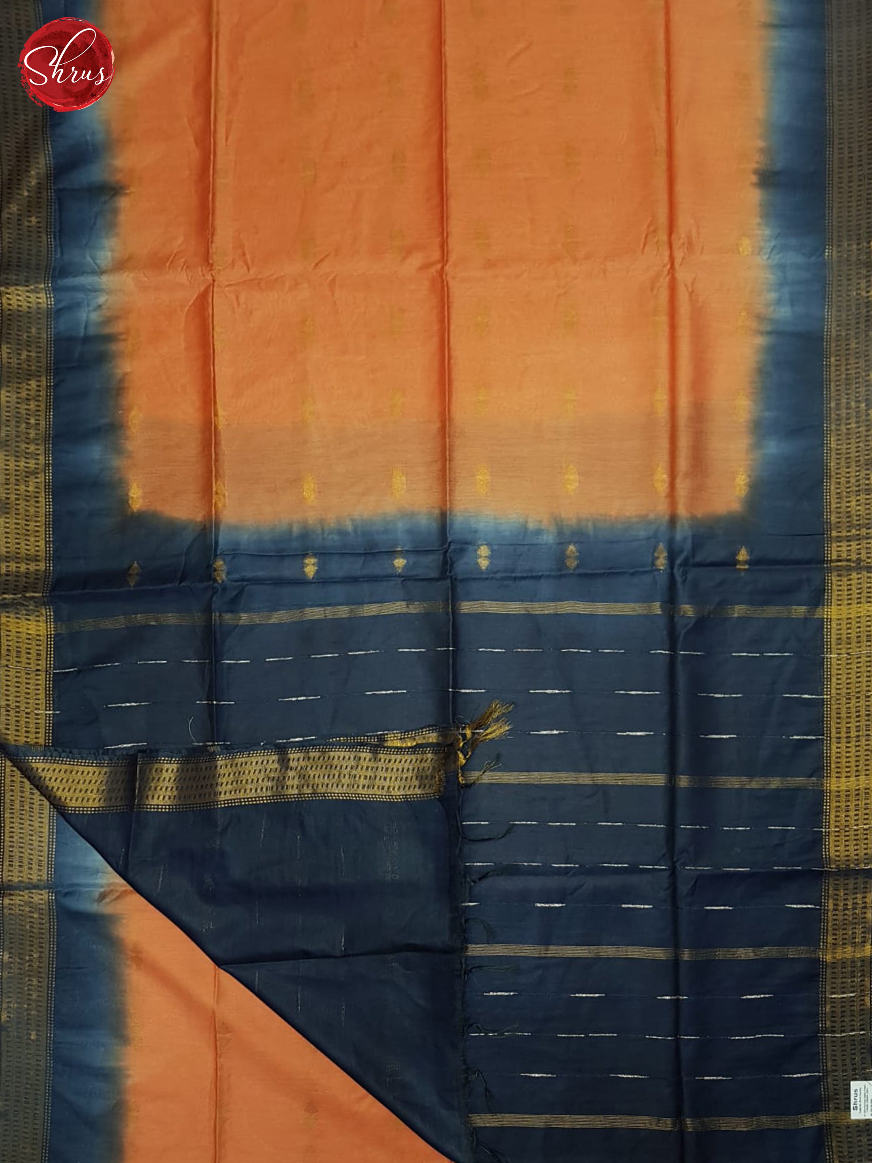 Orange And Blue-Semi Tussar Saree - Shop on ShrusEternity.com