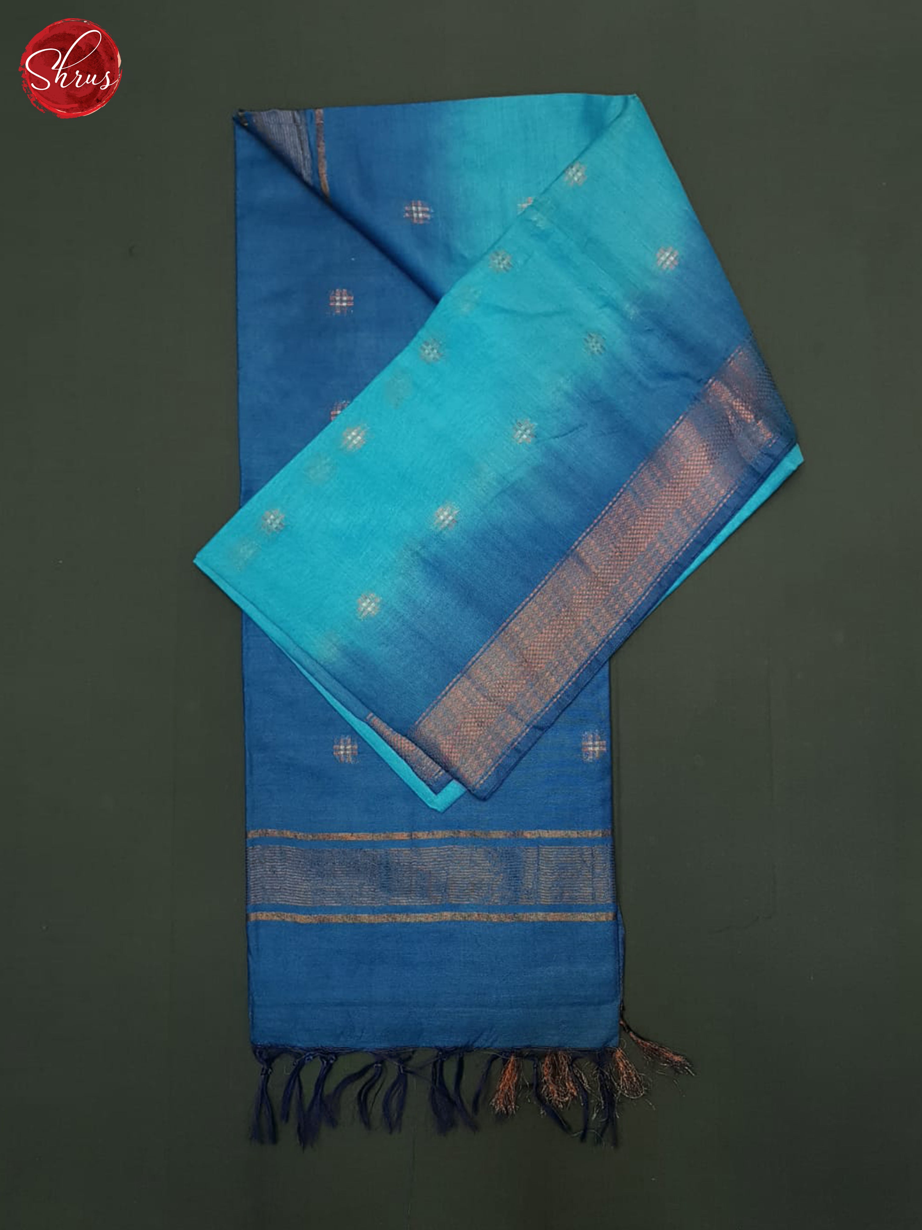 Teal & Blue - Semi Tussar Saree - Shop on ShrusEternity.com