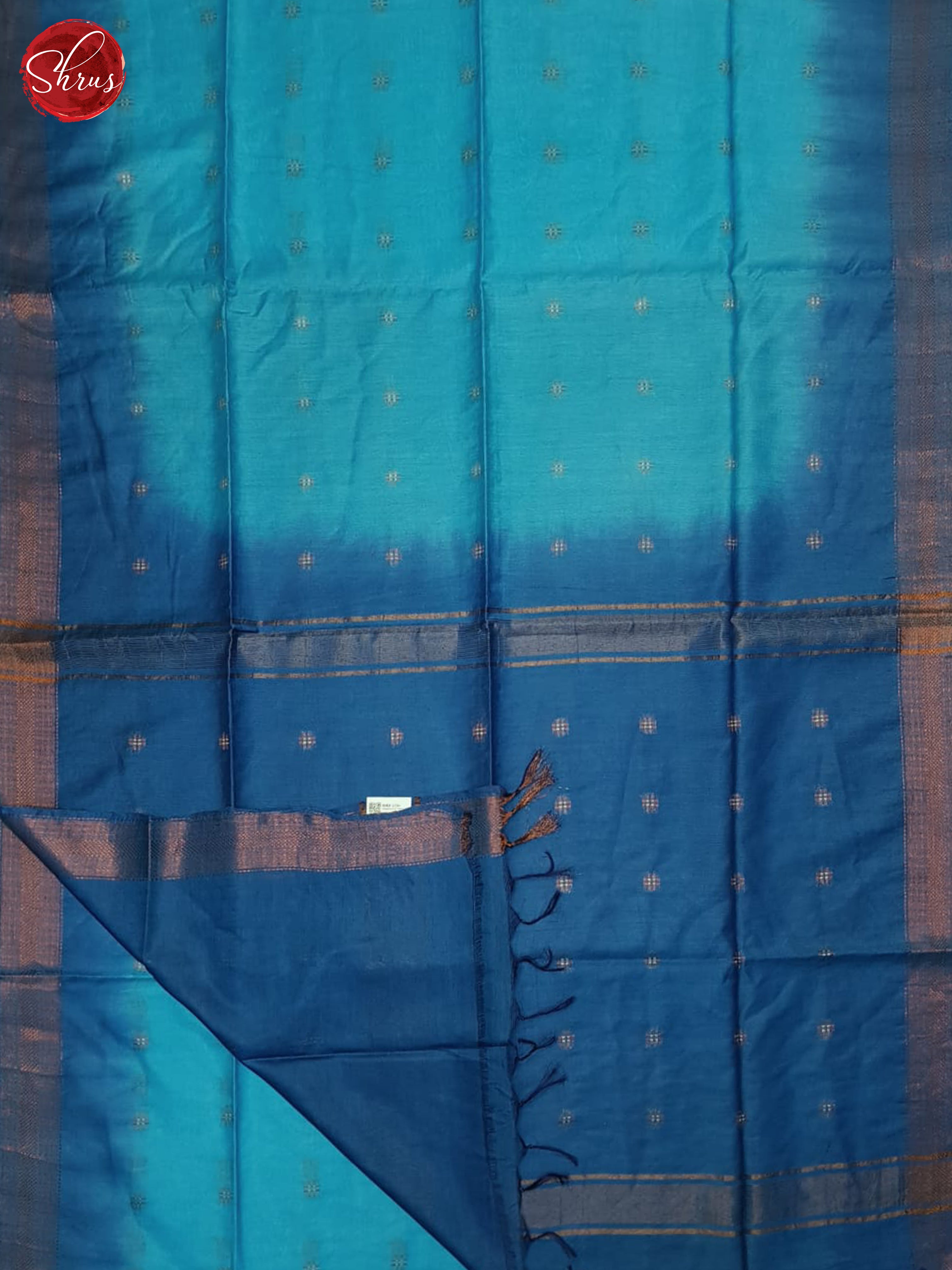 Teal & Blue - Semi Tussar Saree - Shop on ShrusEternity.com