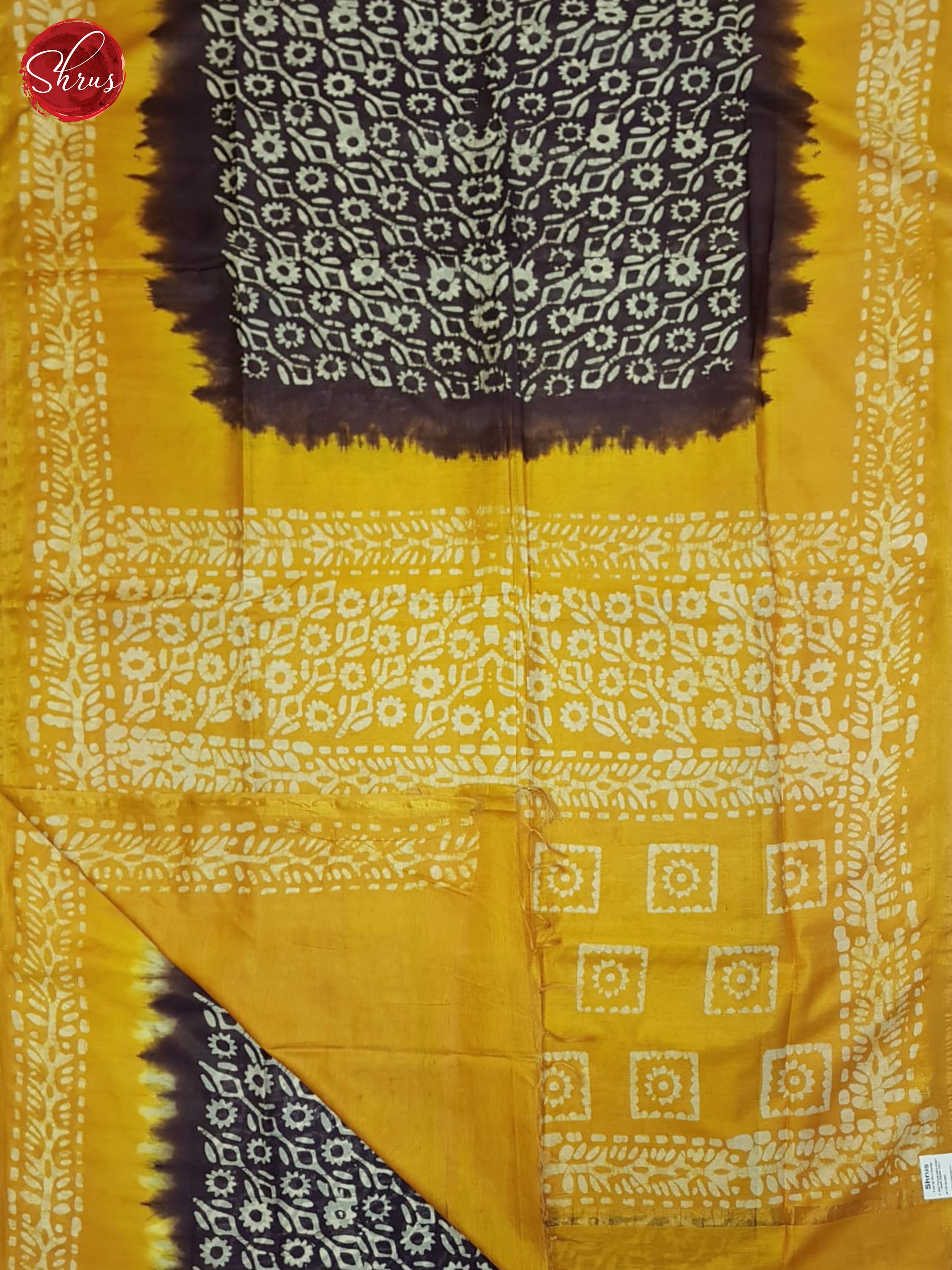 Wine & Yellow - Bhatik Saree - Shop on ShrusEternity.com