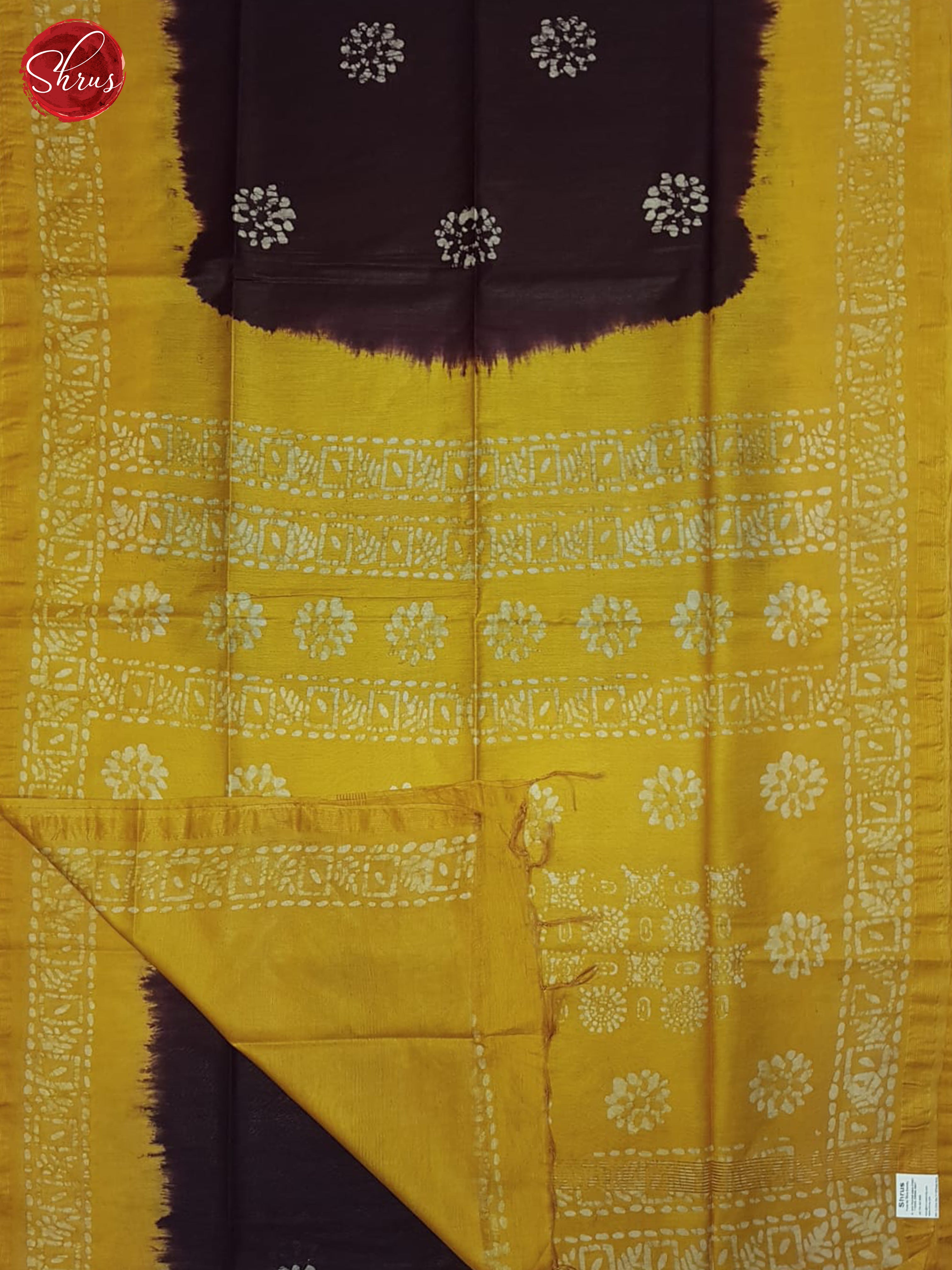 Deep Wine & Yellow - Bhatik Saree - Shop on ShrusEternity.com