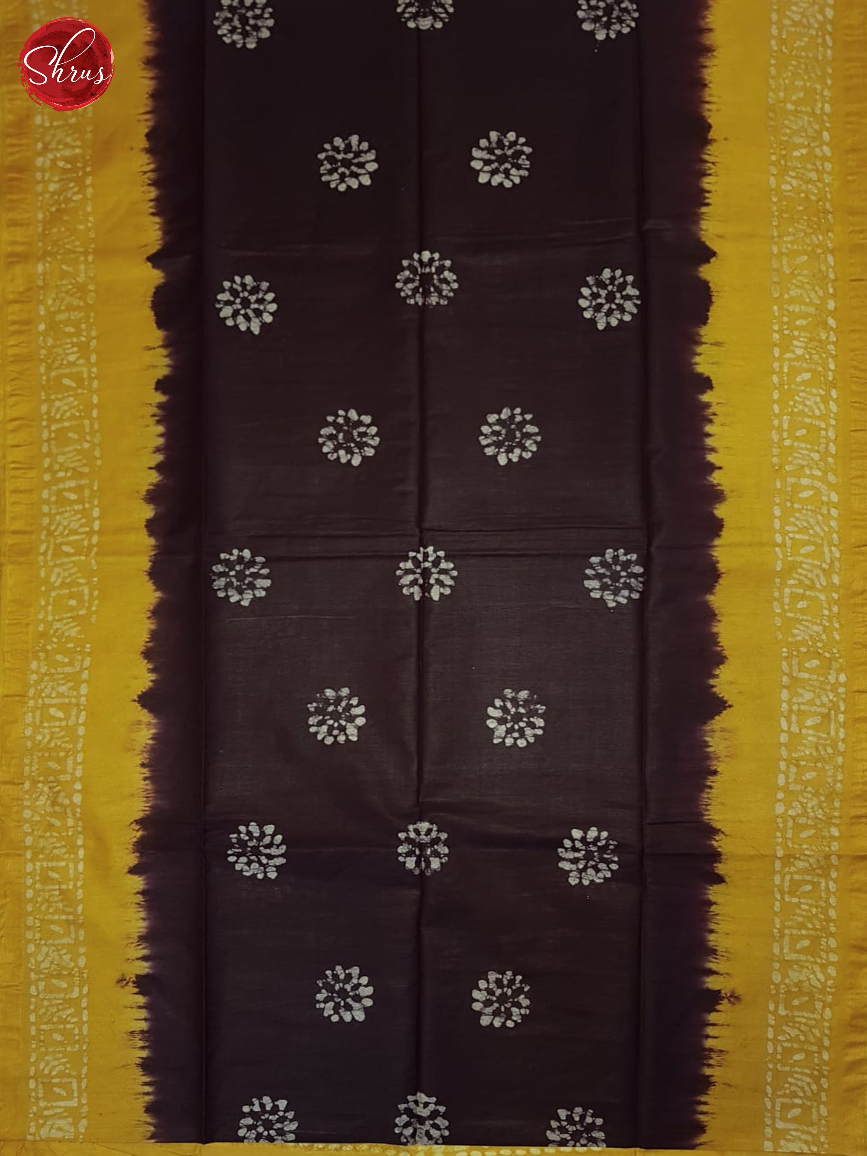 Deep Wine & Yellow - Bhatik Saree - Shop on ShrusEternity.com