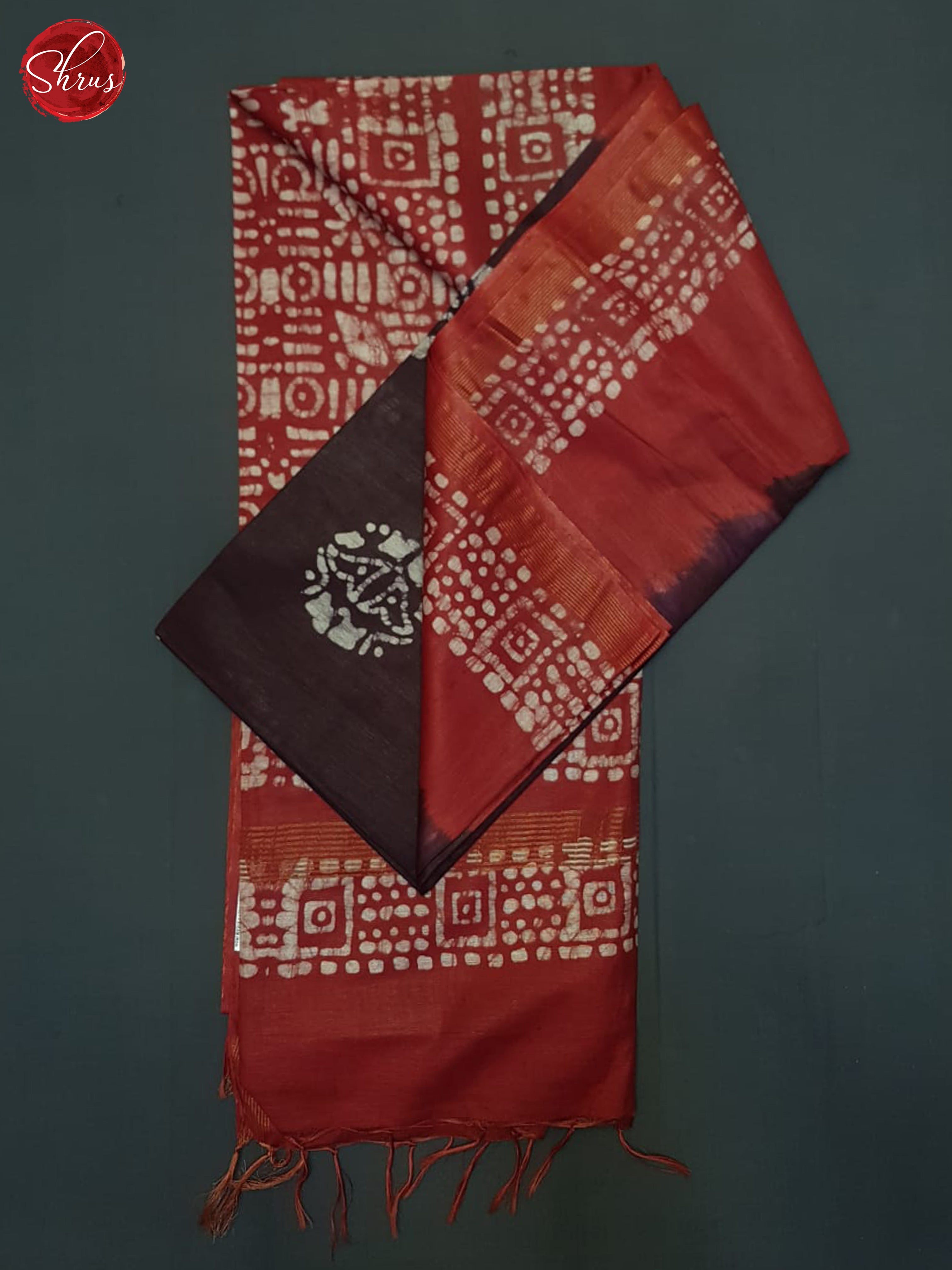 Brown & Red - Bhatik Saree - Shop on ShrusEternity.com